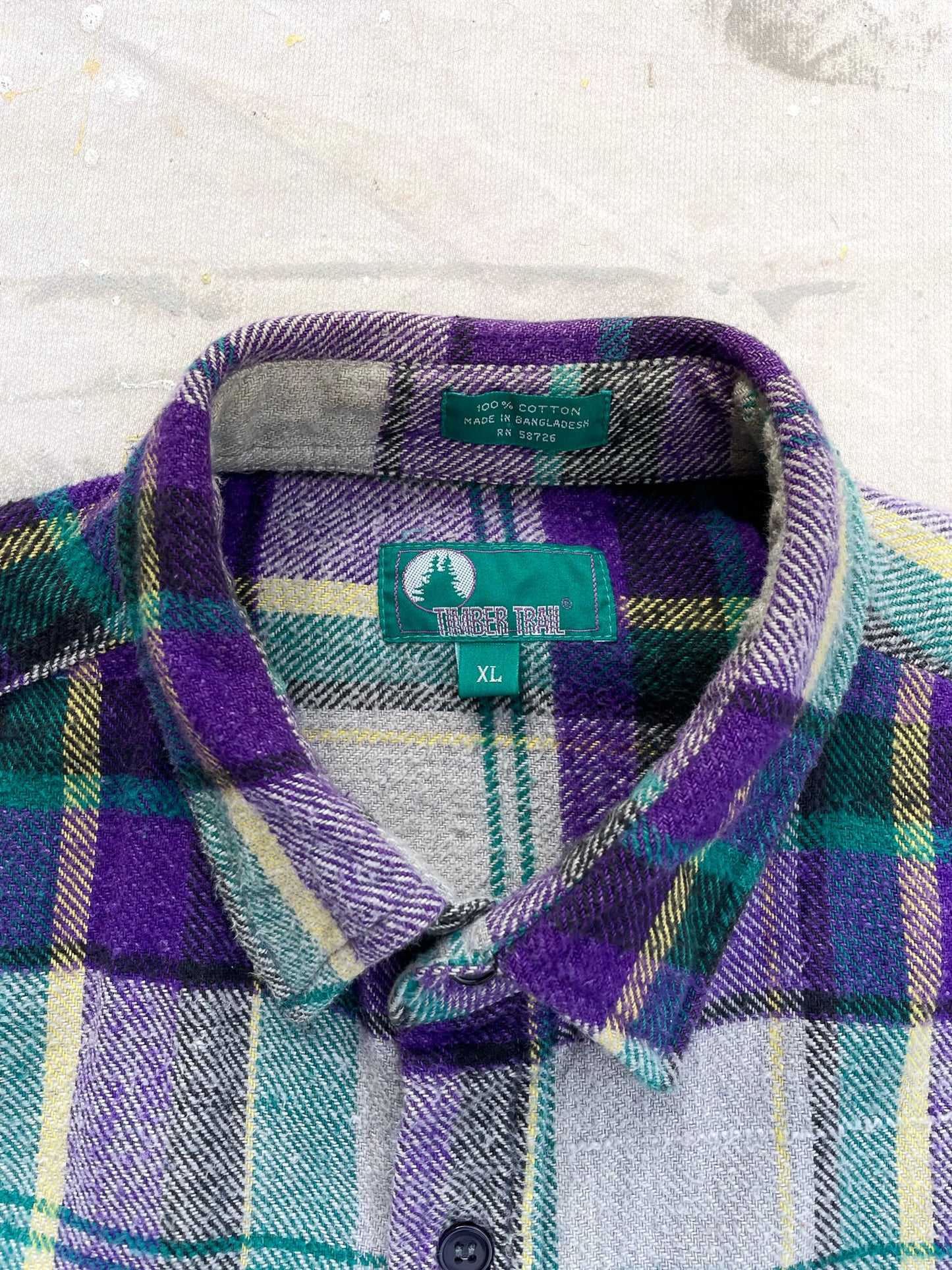 Heavyweight Purple Madras Plaid Flannel Shirt—[XL]