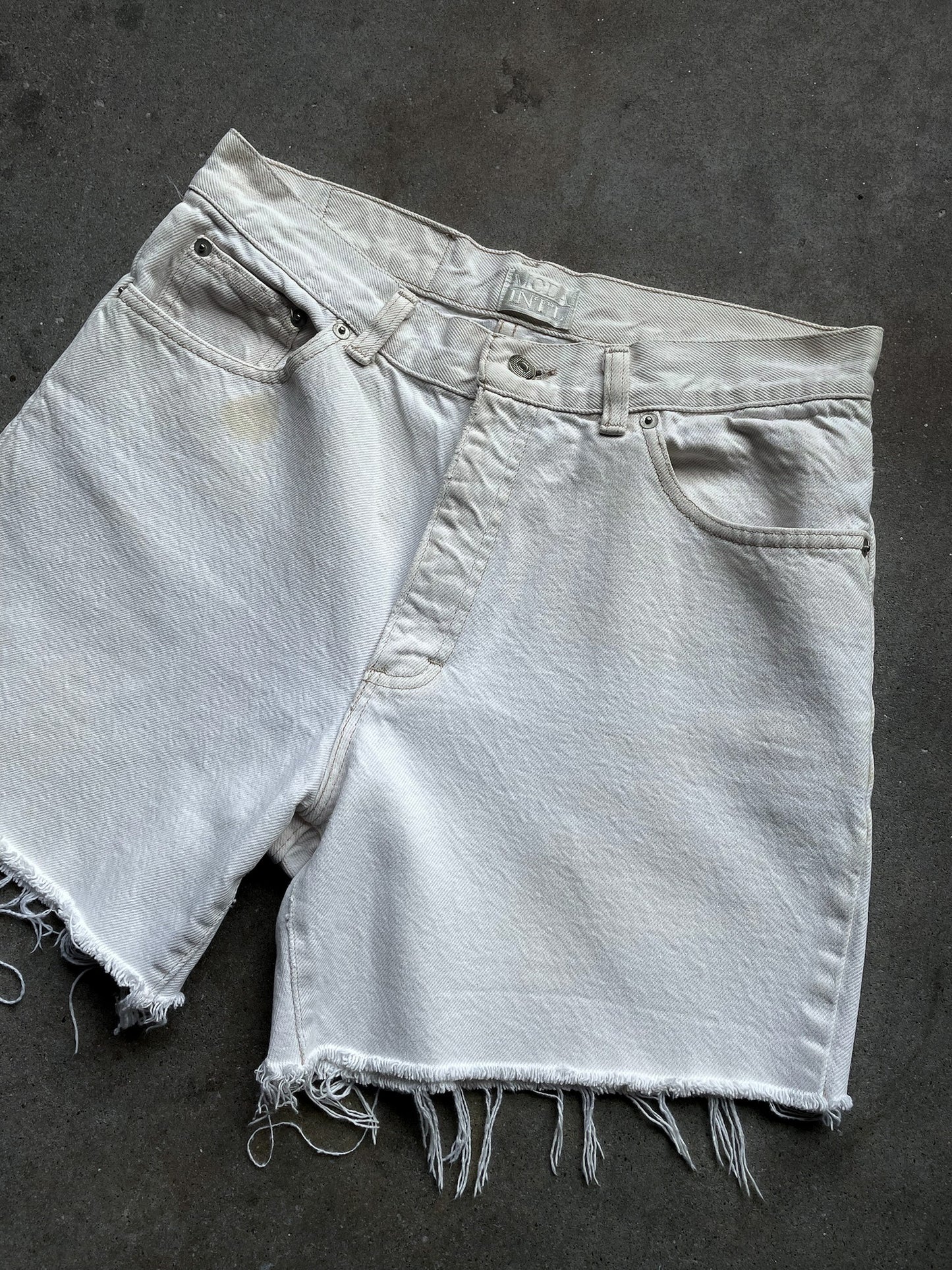 Vintage Cut Off White Denim Shorts—[30]