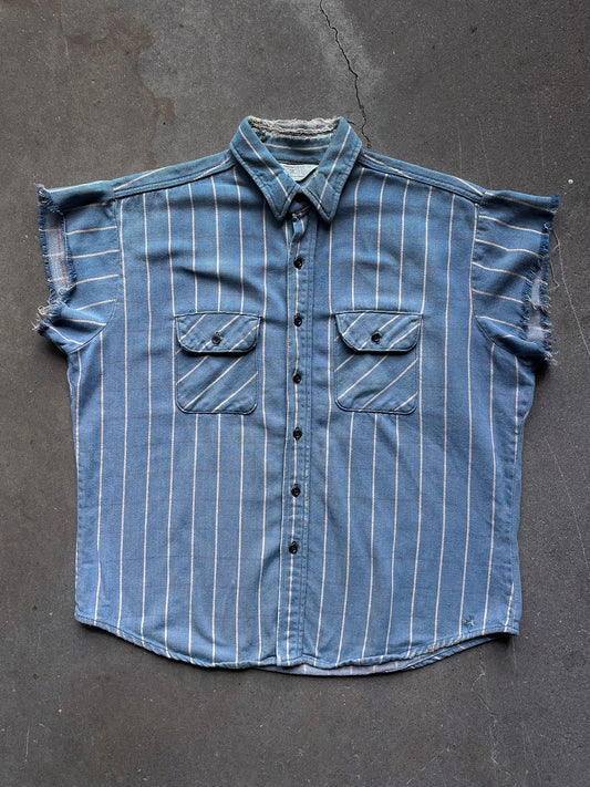 80's Five Brothers Windowpane Cut Off Shirt—[XL]