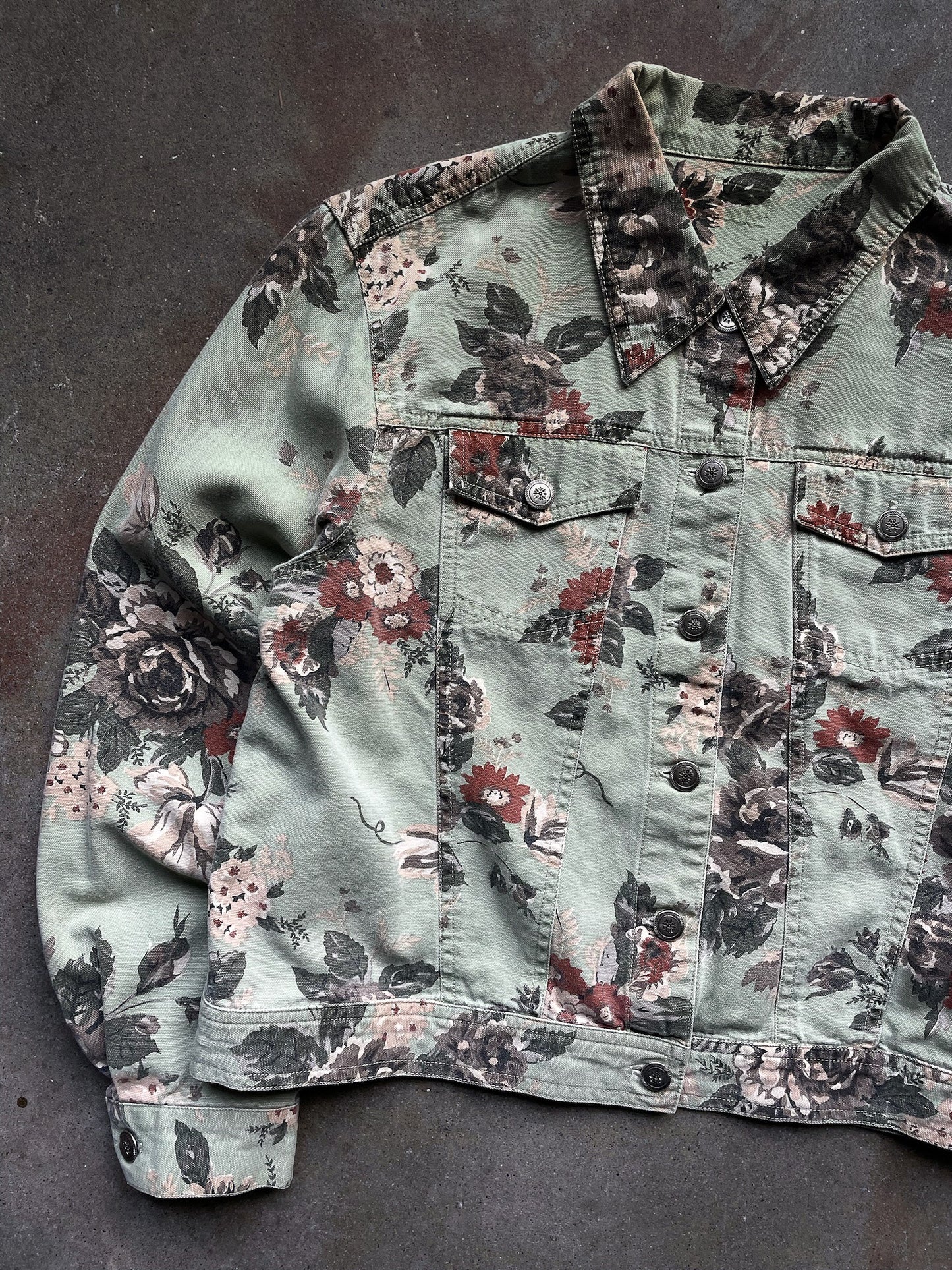 Floral Denim Trucker Jacket—[S/M]