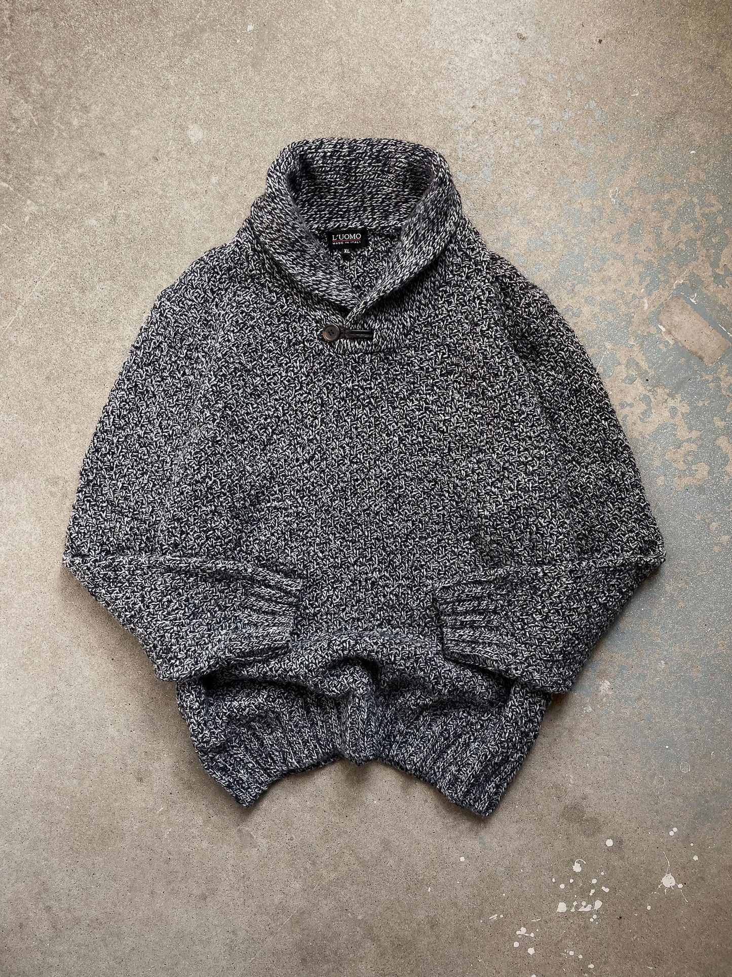 L’uomo Shawl Collar Wool Sweater—[XL]