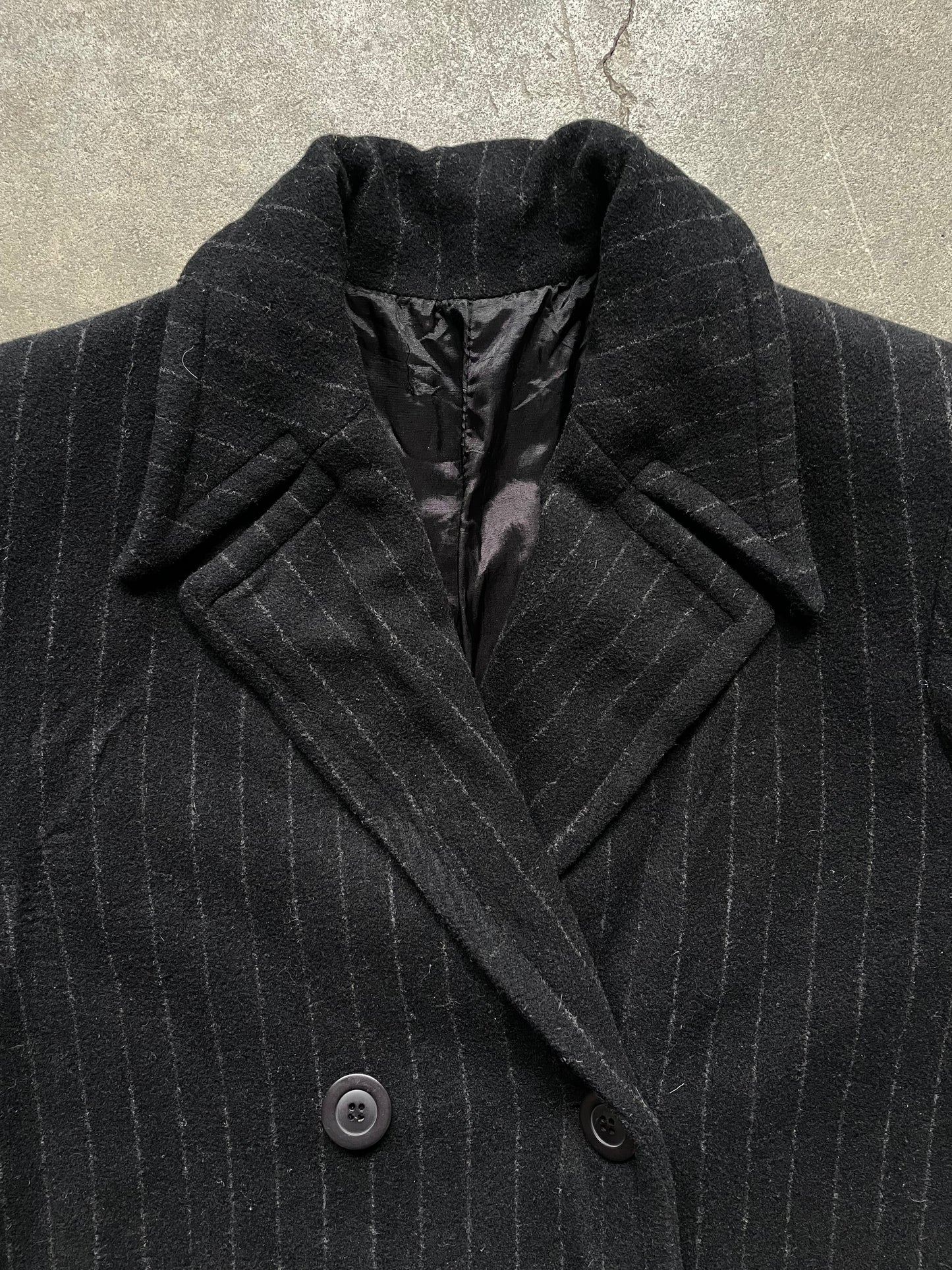 Pinstripe Wool Overcoat—[S]