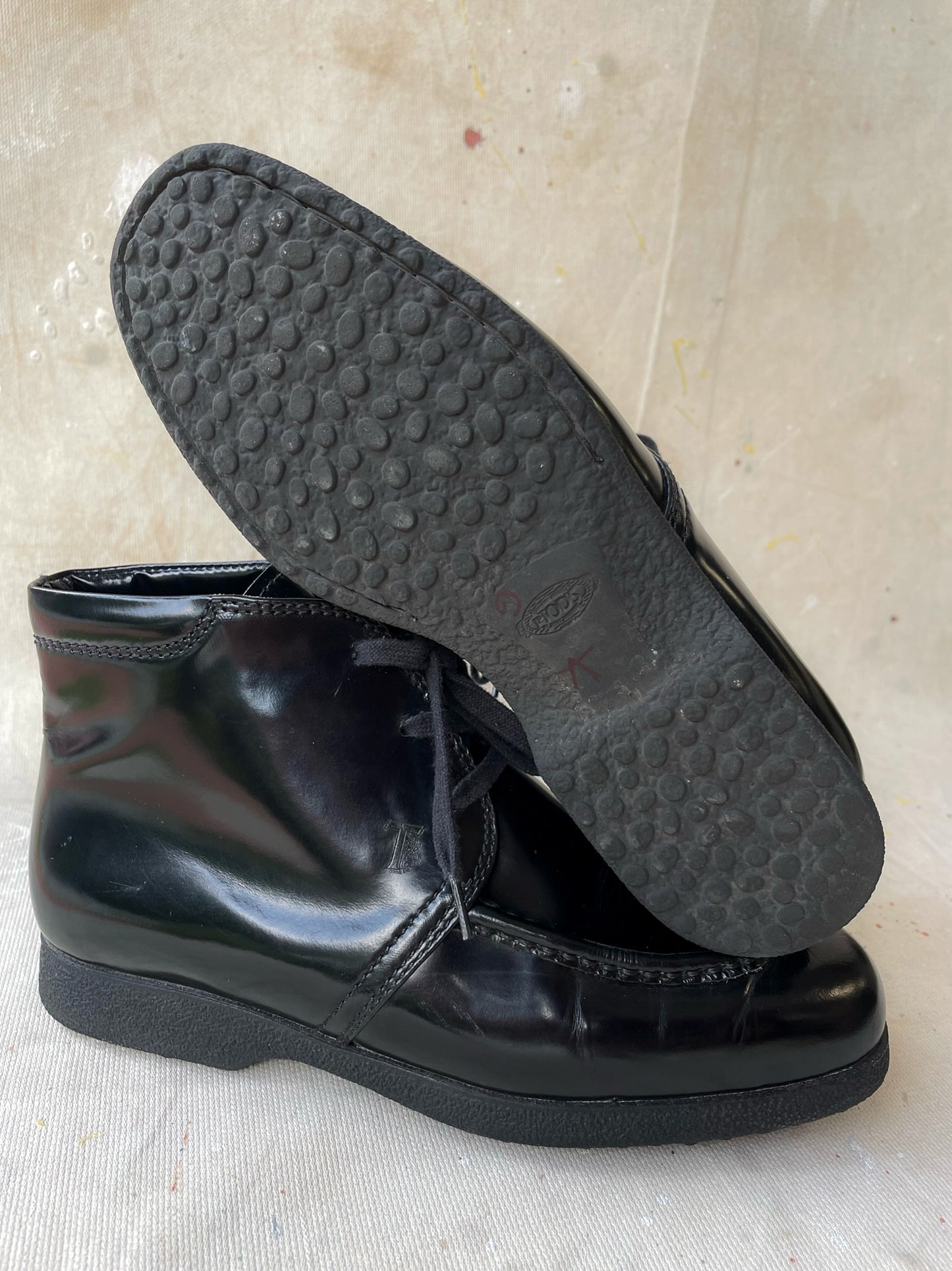 Tod's Patent Leather Ankle Boots—[W7 / M5.5]