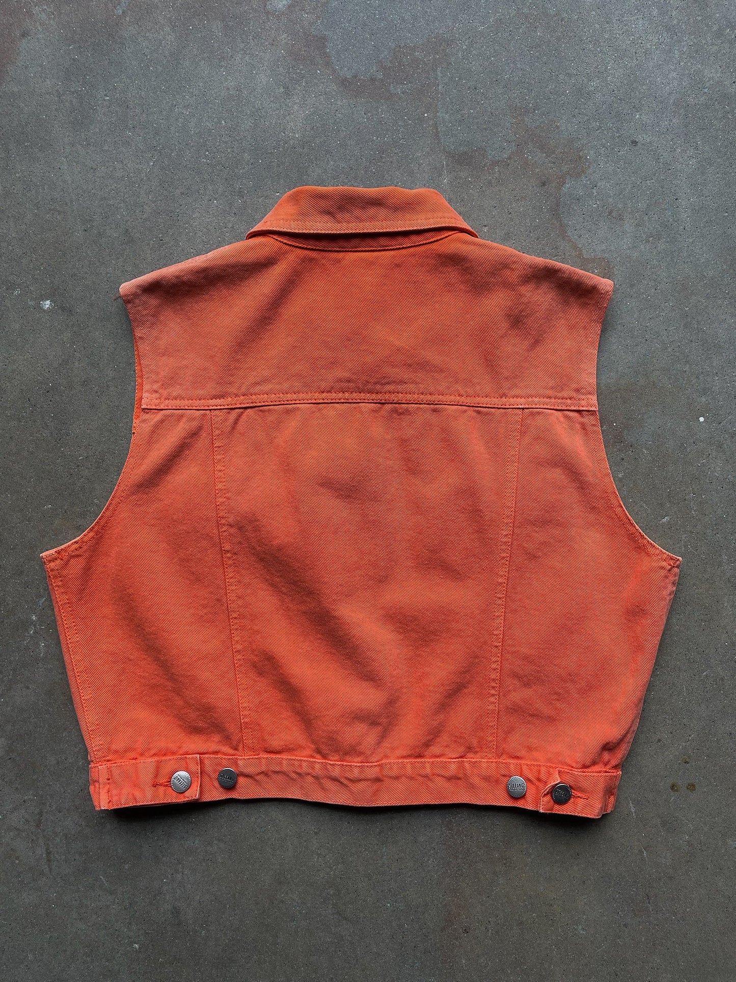 90's Faded Orange Denim Trucker Vest—[M]