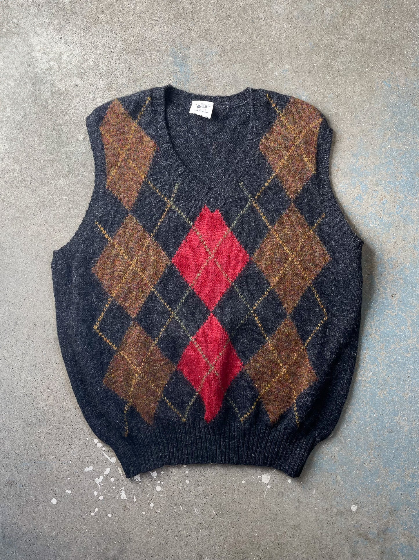 Shetland Wool Argyle Sweater Vest—[L/XL]