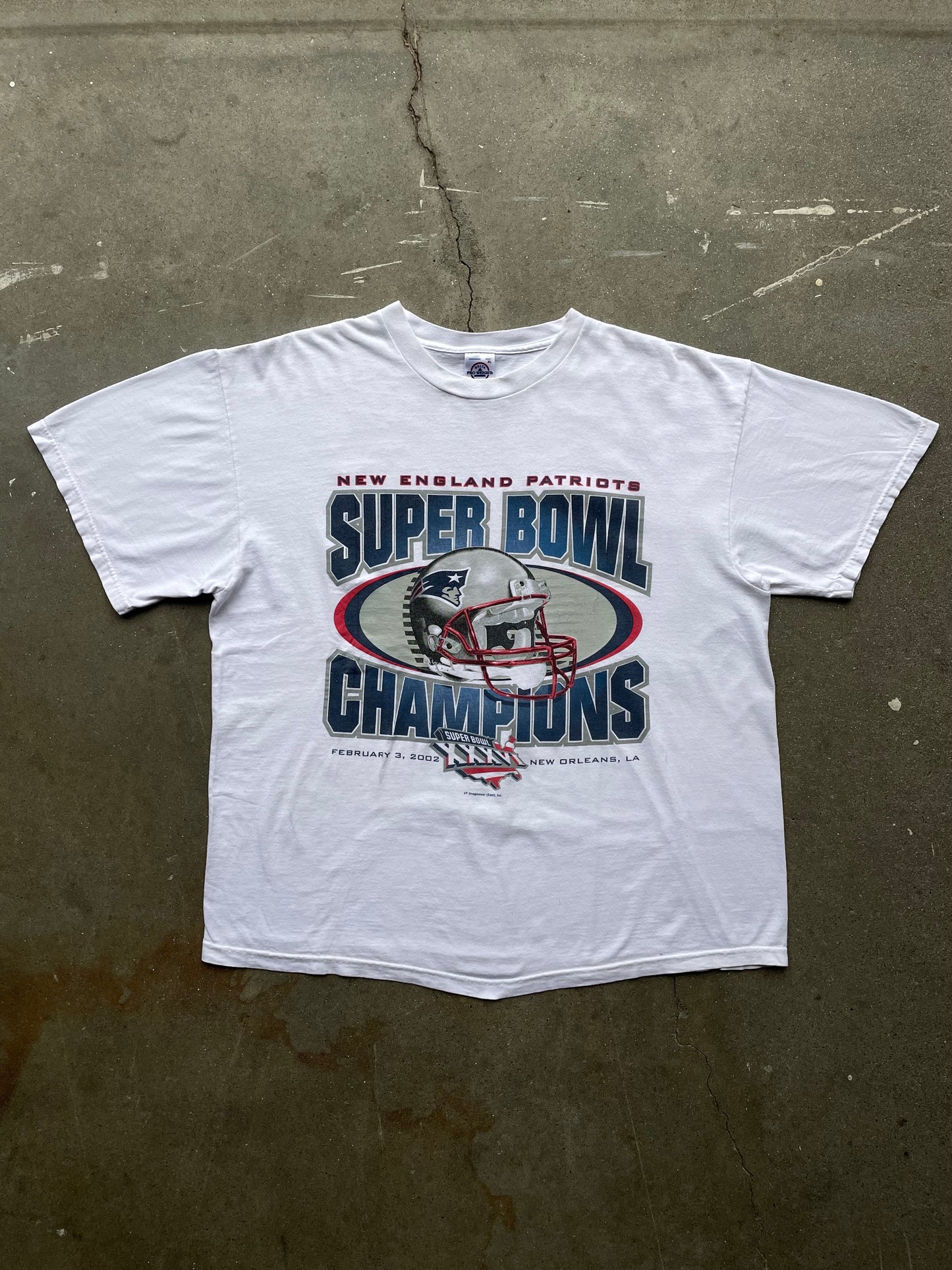 2002 New England Patriots Super Bowl Champions T-Shirt—[XL]