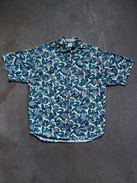 90's Columbia Sports Short Sleeve Fish Shirt—[XL]