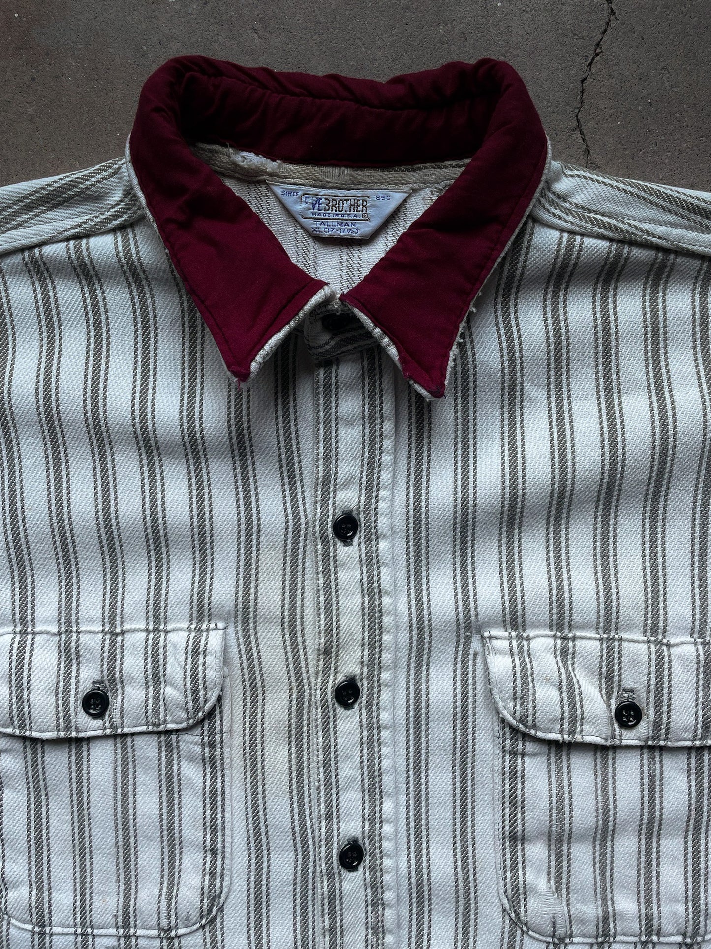 80's Five Brothers Ticking Stripe Shirt—[XL]