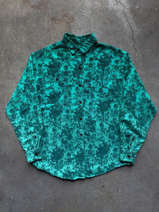 80's American Eagle Outfitters Floral Chamois Shirt—[S]