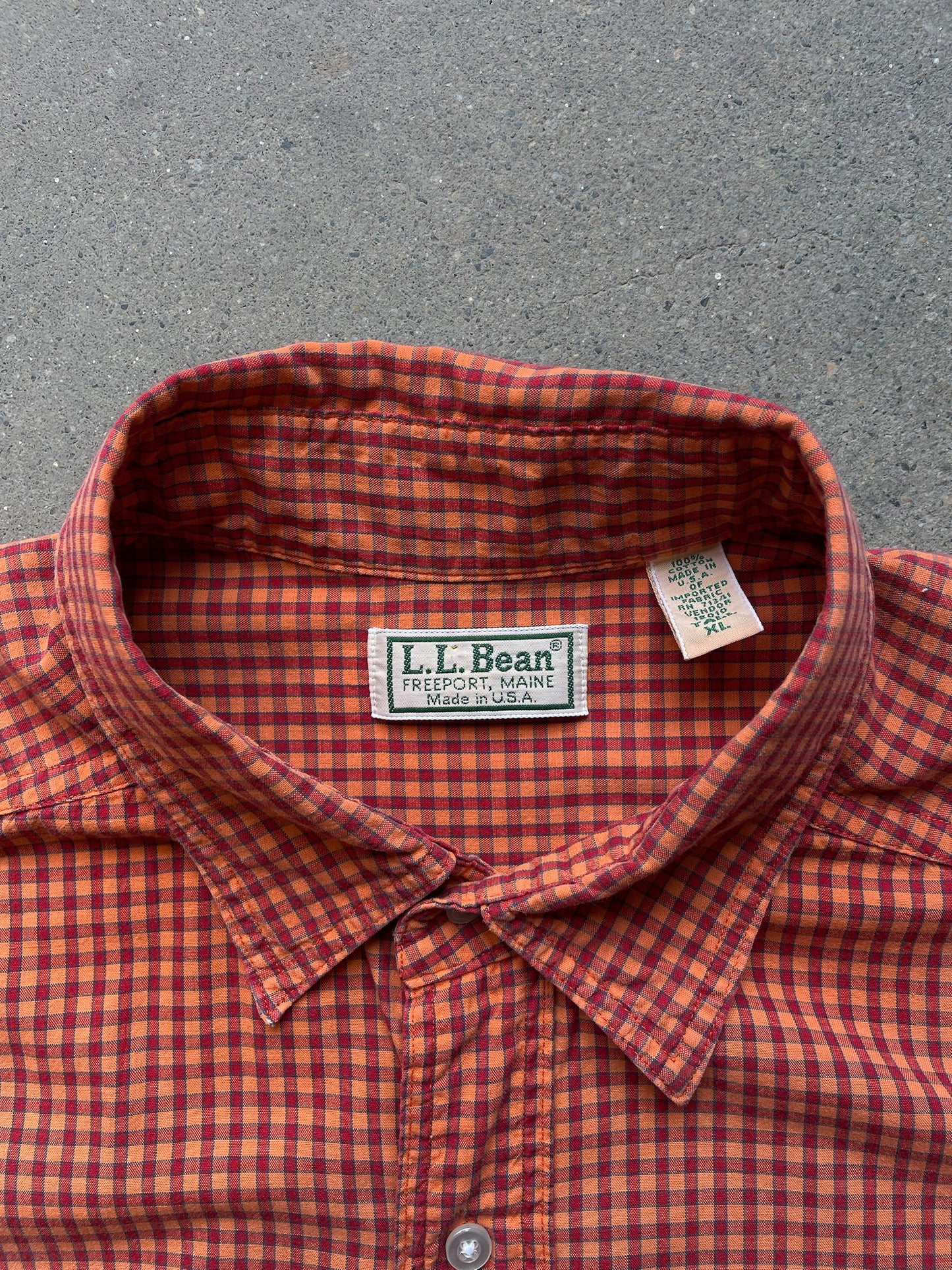 90's L.L.Bean Gingham Check Short Sleeve Shirt—[XL]