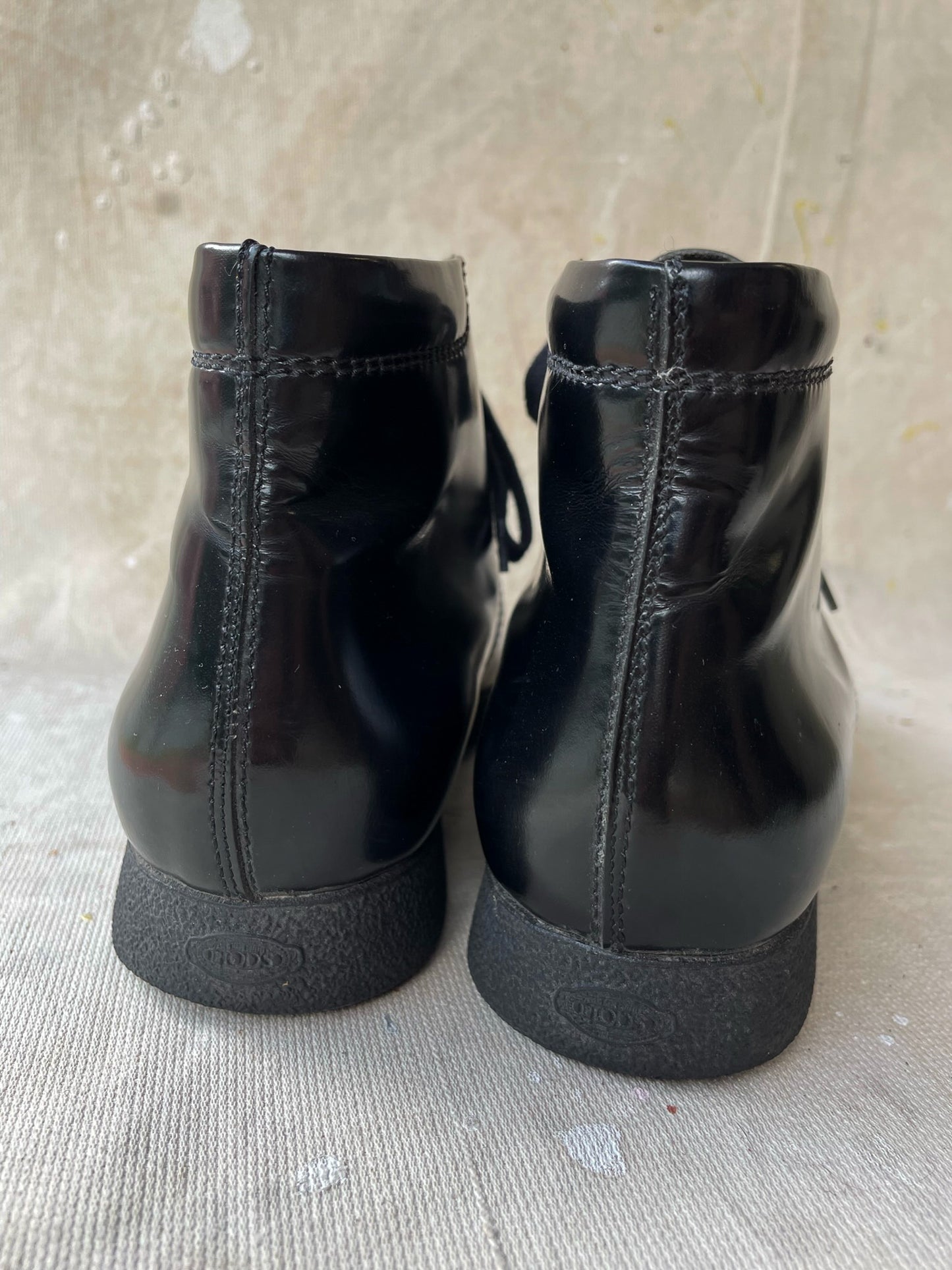 Tod's Patent Leather Ankle Boots—[W7 / M5.5]