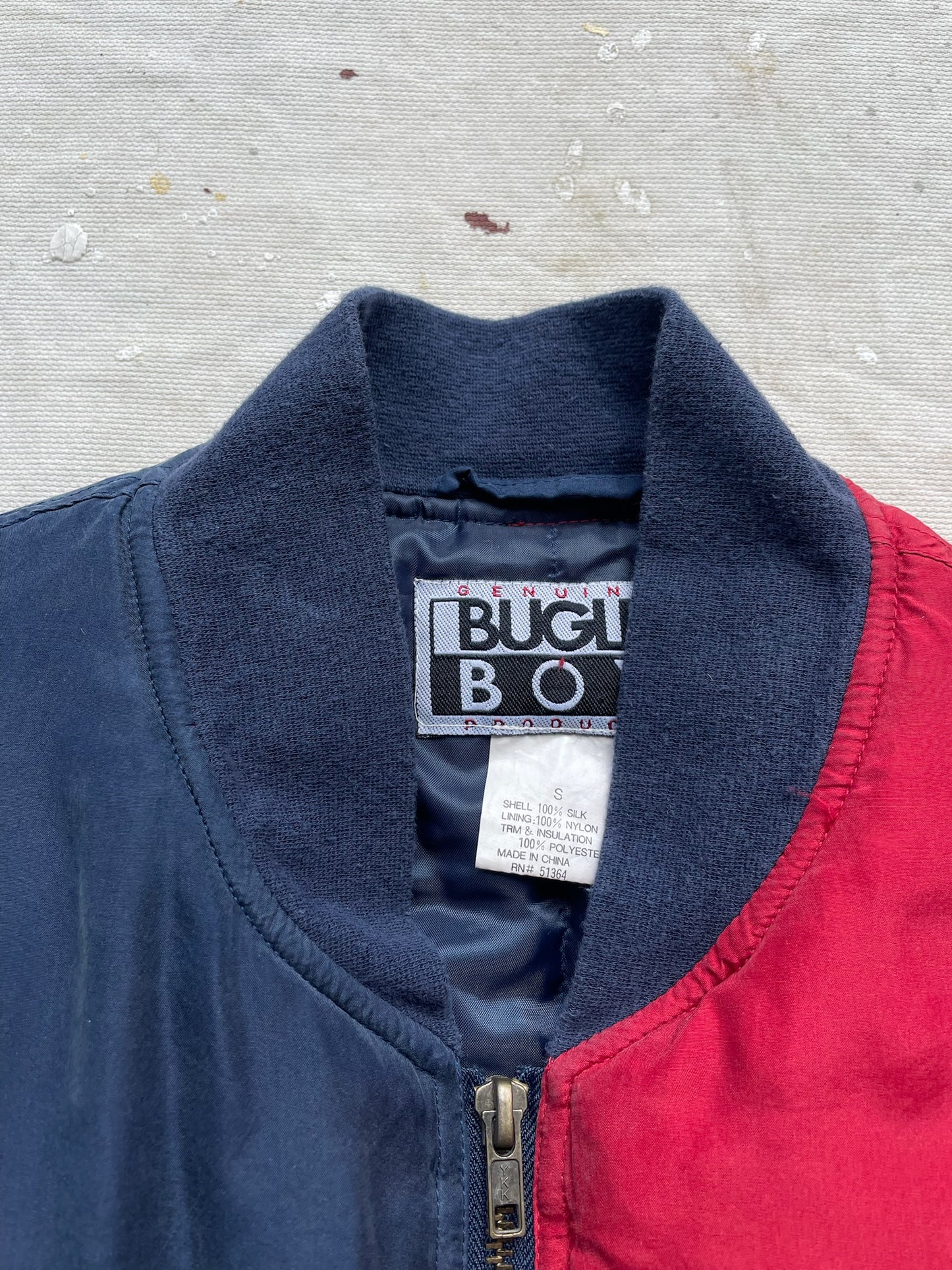 80's Bugle Boy Colorblock Silk Bomber Jacket—[S/M]