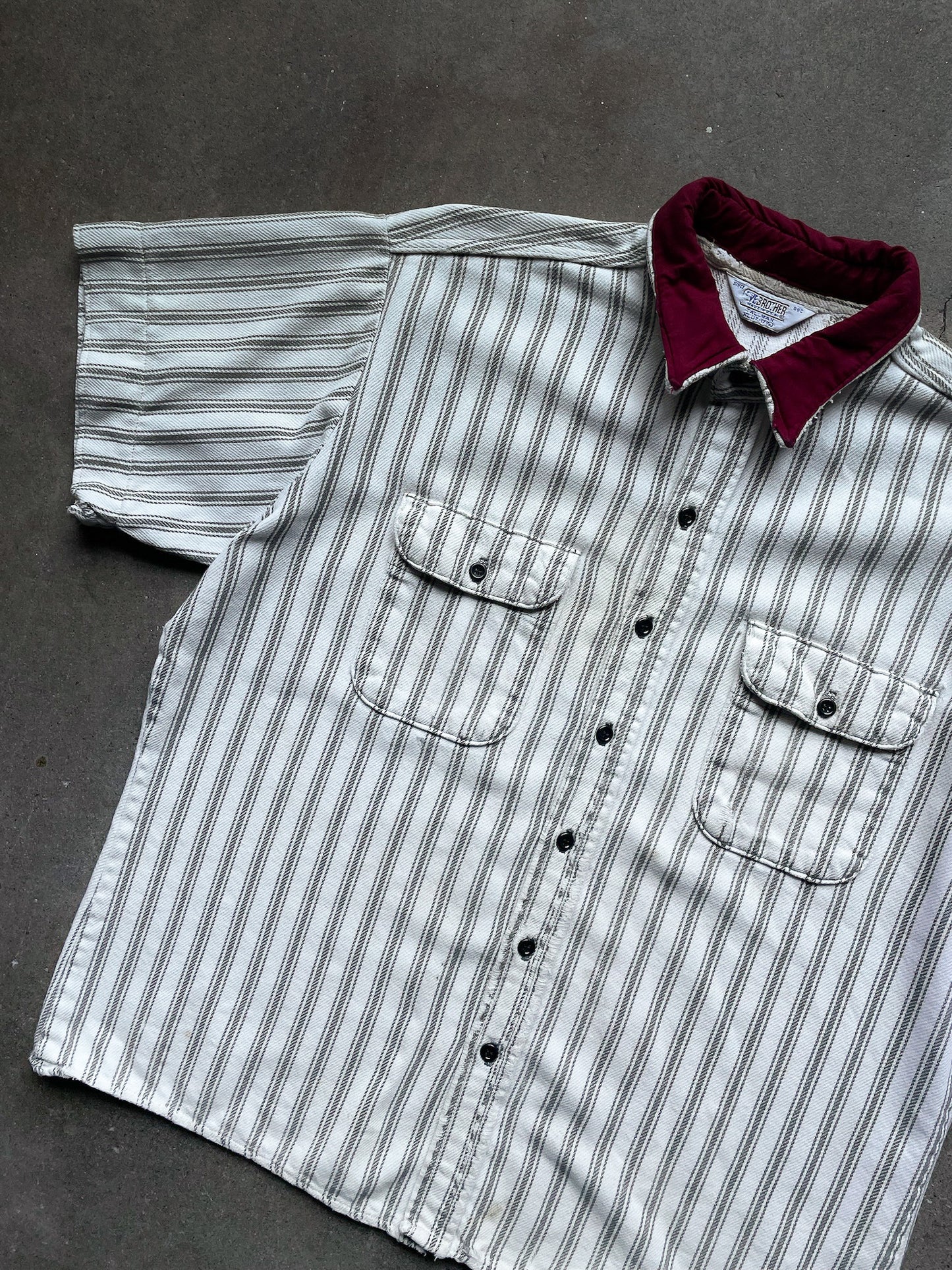 80's Five Brothers Ticking Stripe Shirt—[XL]