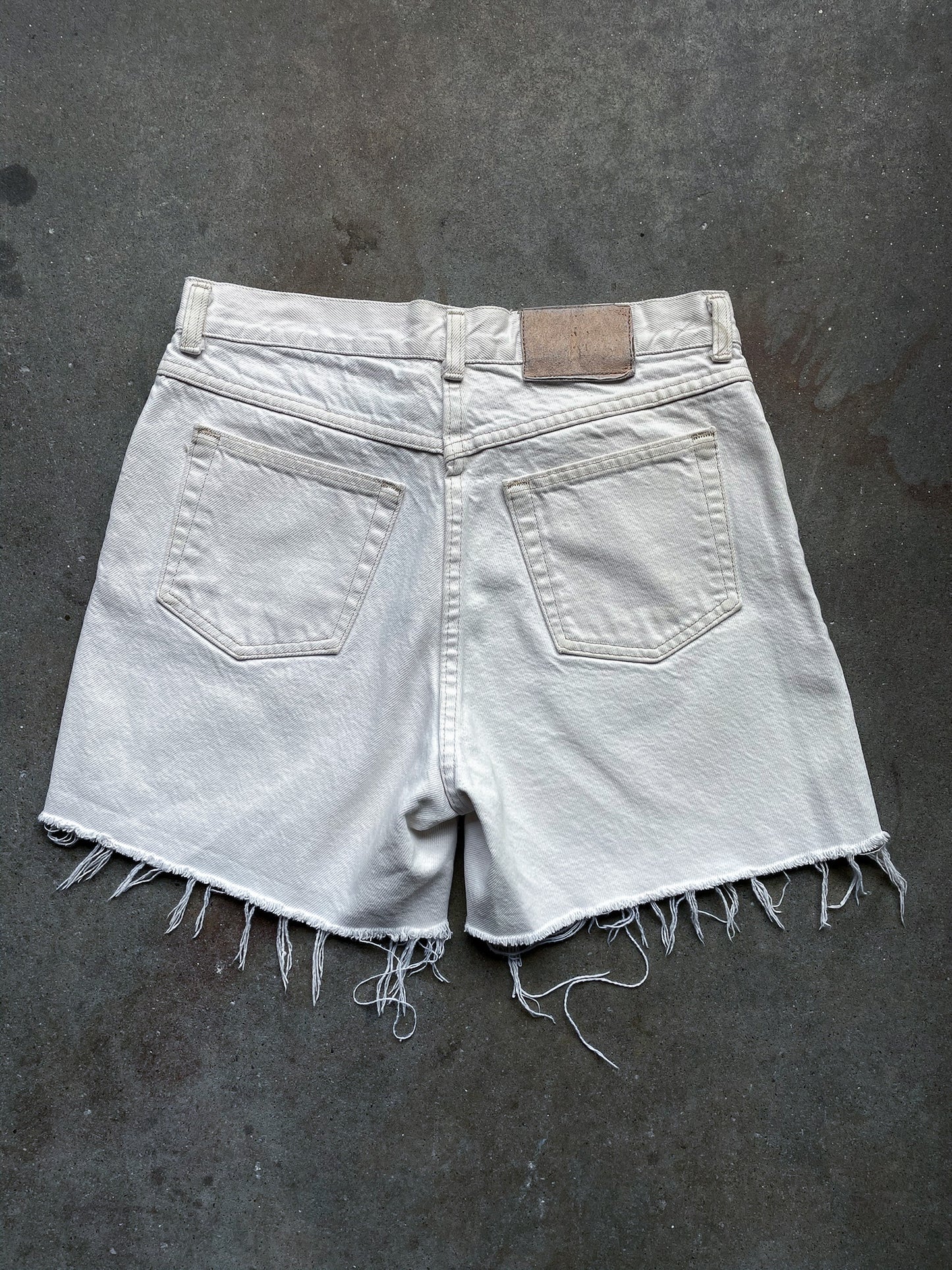 Vintage Cut Off White Denim Shorts—[30]