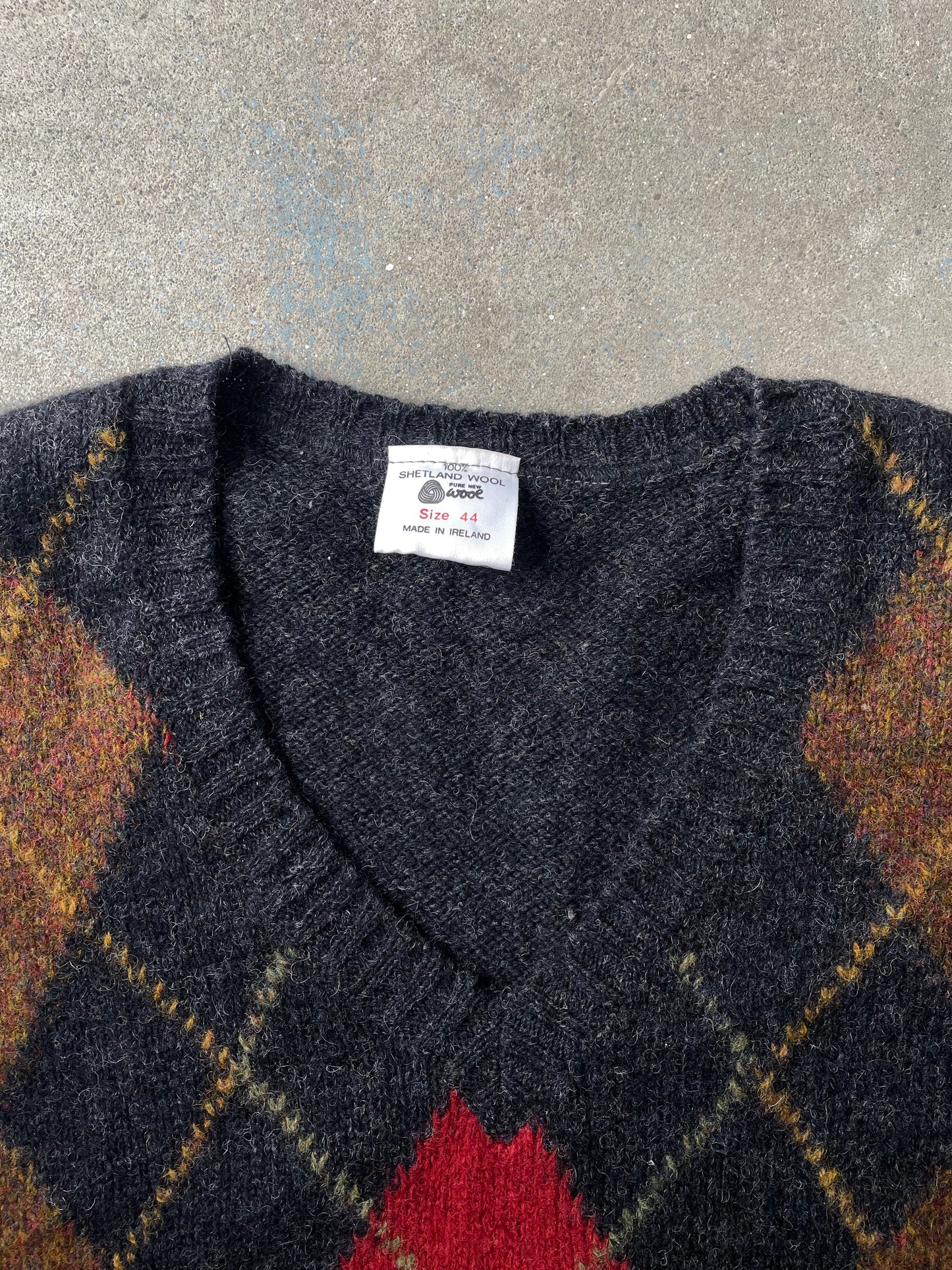 Shetland Wool Argyle Sweater Vest—[L/XL]