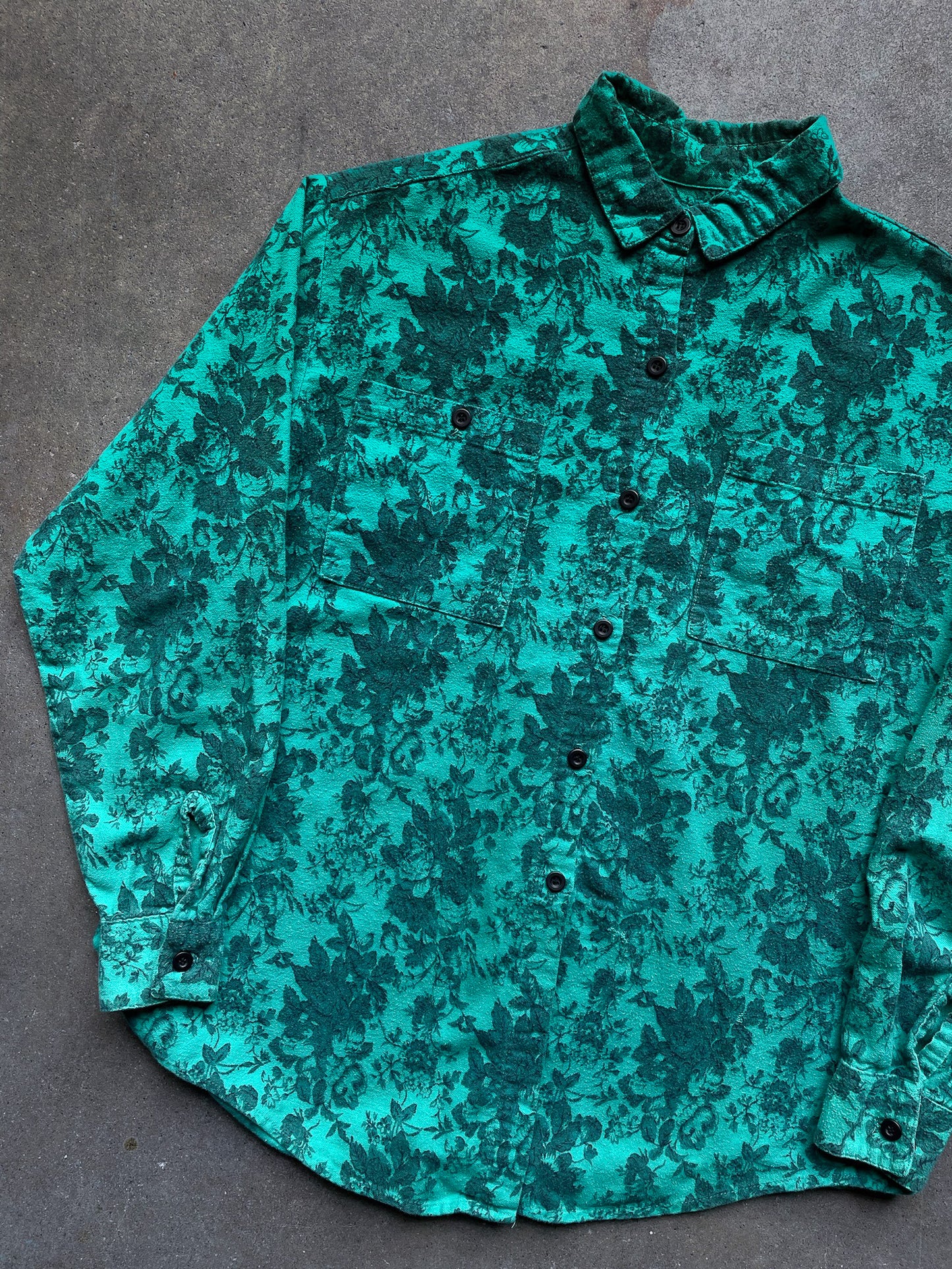 80's American Eagle Outfitters Floral Chamois Shirt—[S]