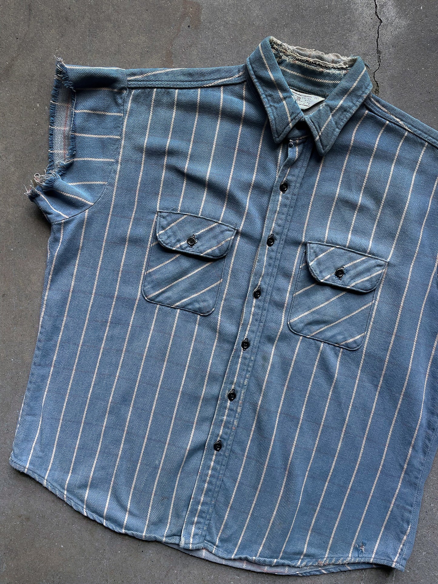 80's Five Brothers Windowpane Cut Off Shirt—[XL]