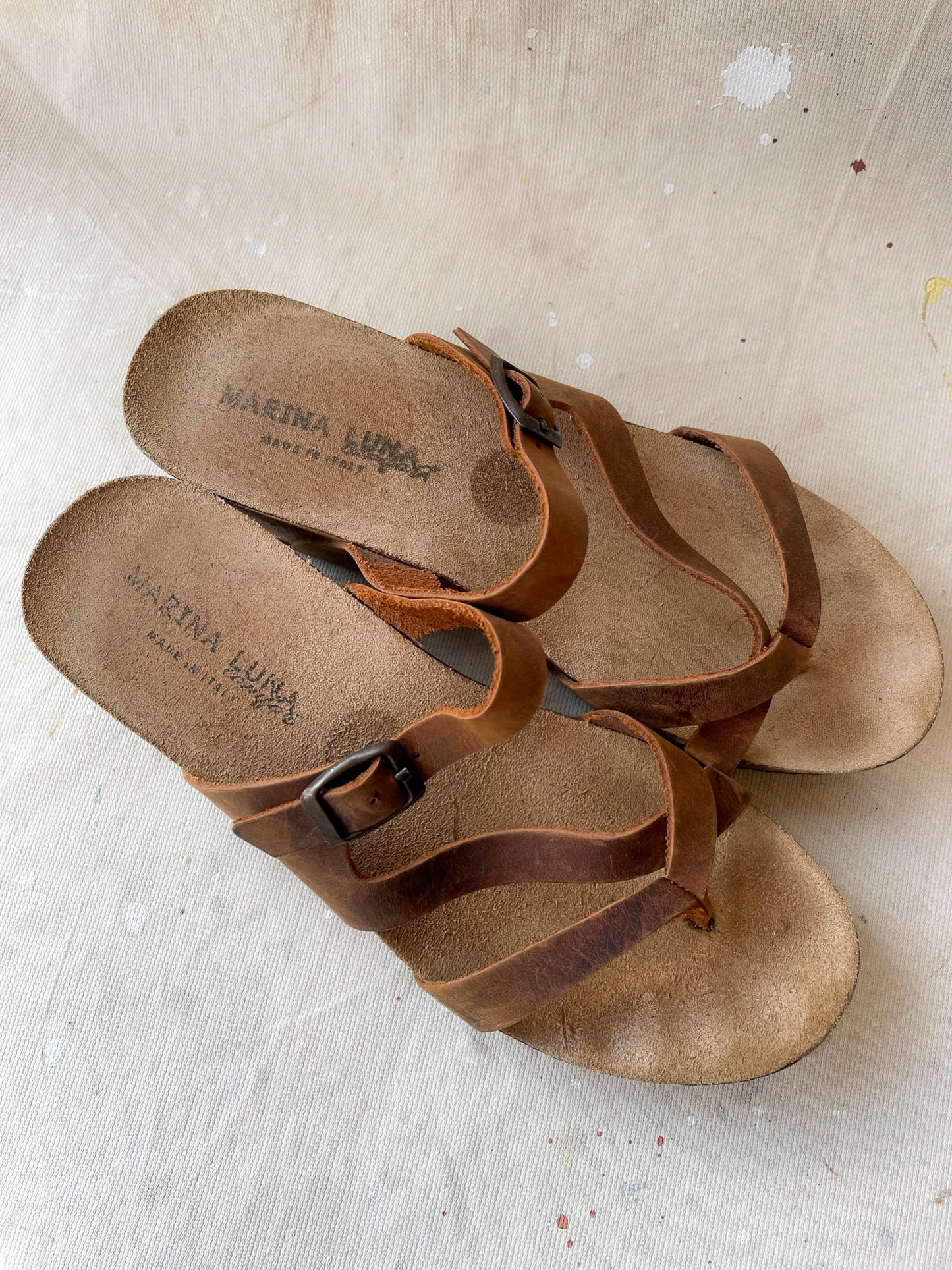 Leather Wedge Sandals—[8]
