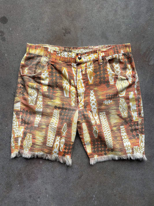 70's Mr. Leggs Abstract Cut Off Shorts—[32]