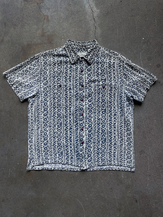 Vintage L.L.Bean Woven Geometric Short Sleeve Shirt—[L]