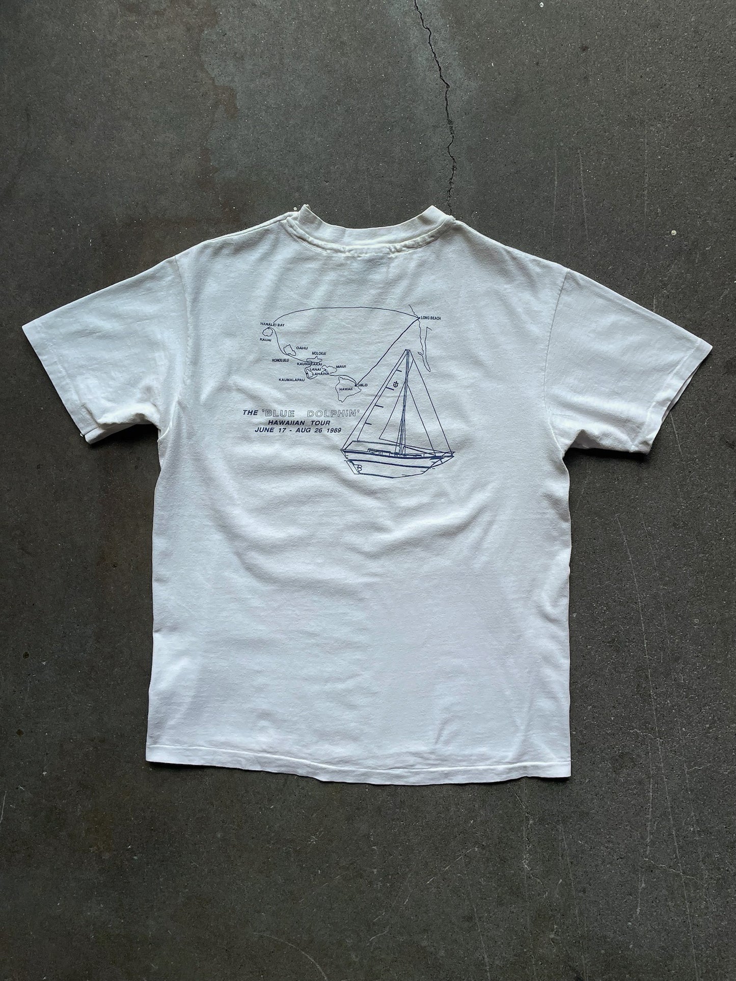 90's Blue Dolphins Sailing T-Shirt—[L]