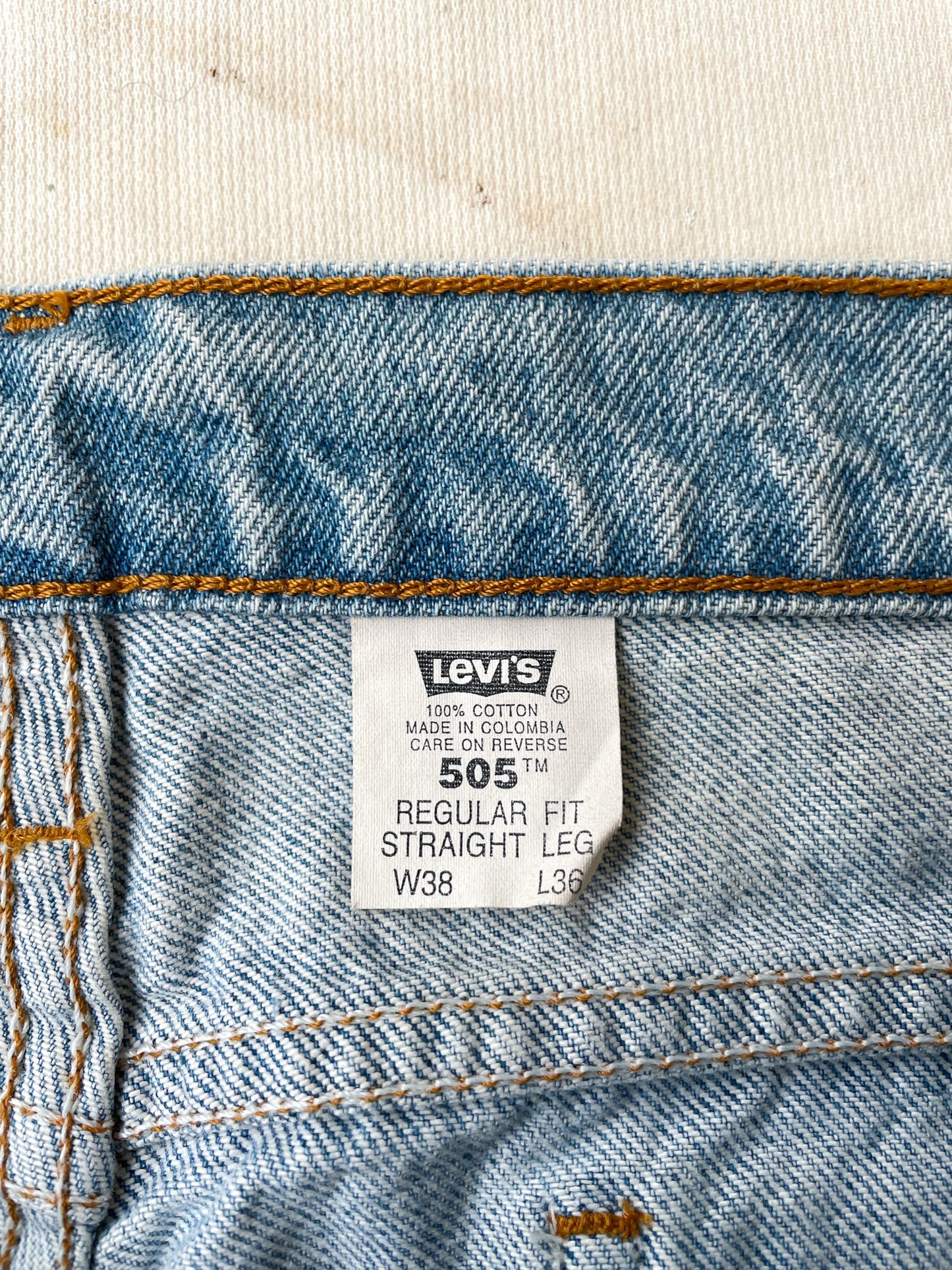 Levi's 505 Orange Tab Jeans—[38x36]