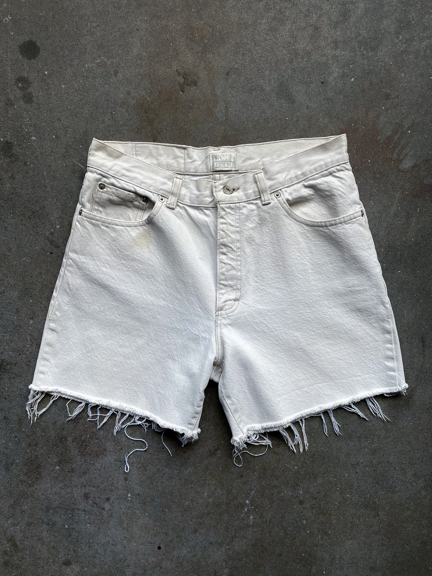 Vintage Cut Off White Denim Shorts—[30]