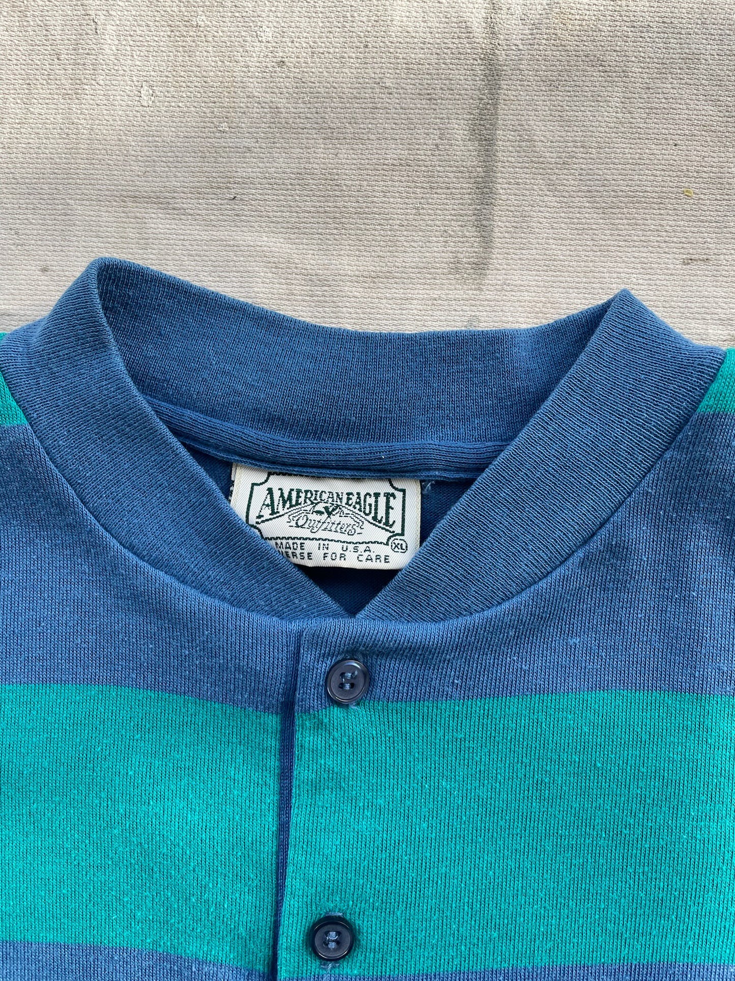 80's American Eagle Striped Henley T-Shirt—[M/L]