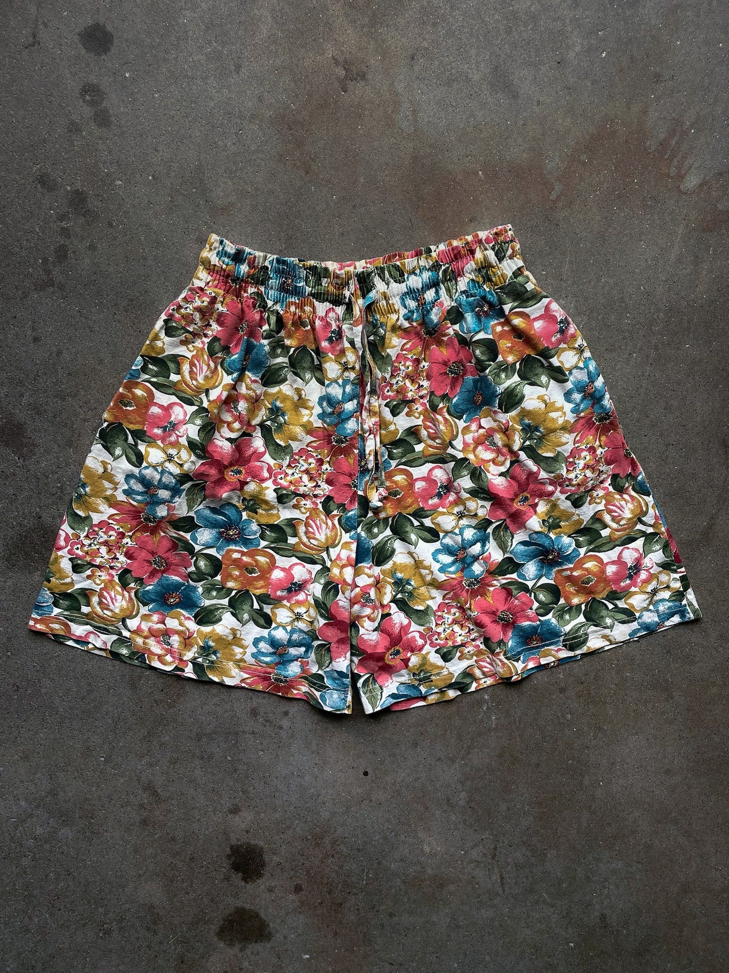 90's Floral Blockprint Shorts—[M]