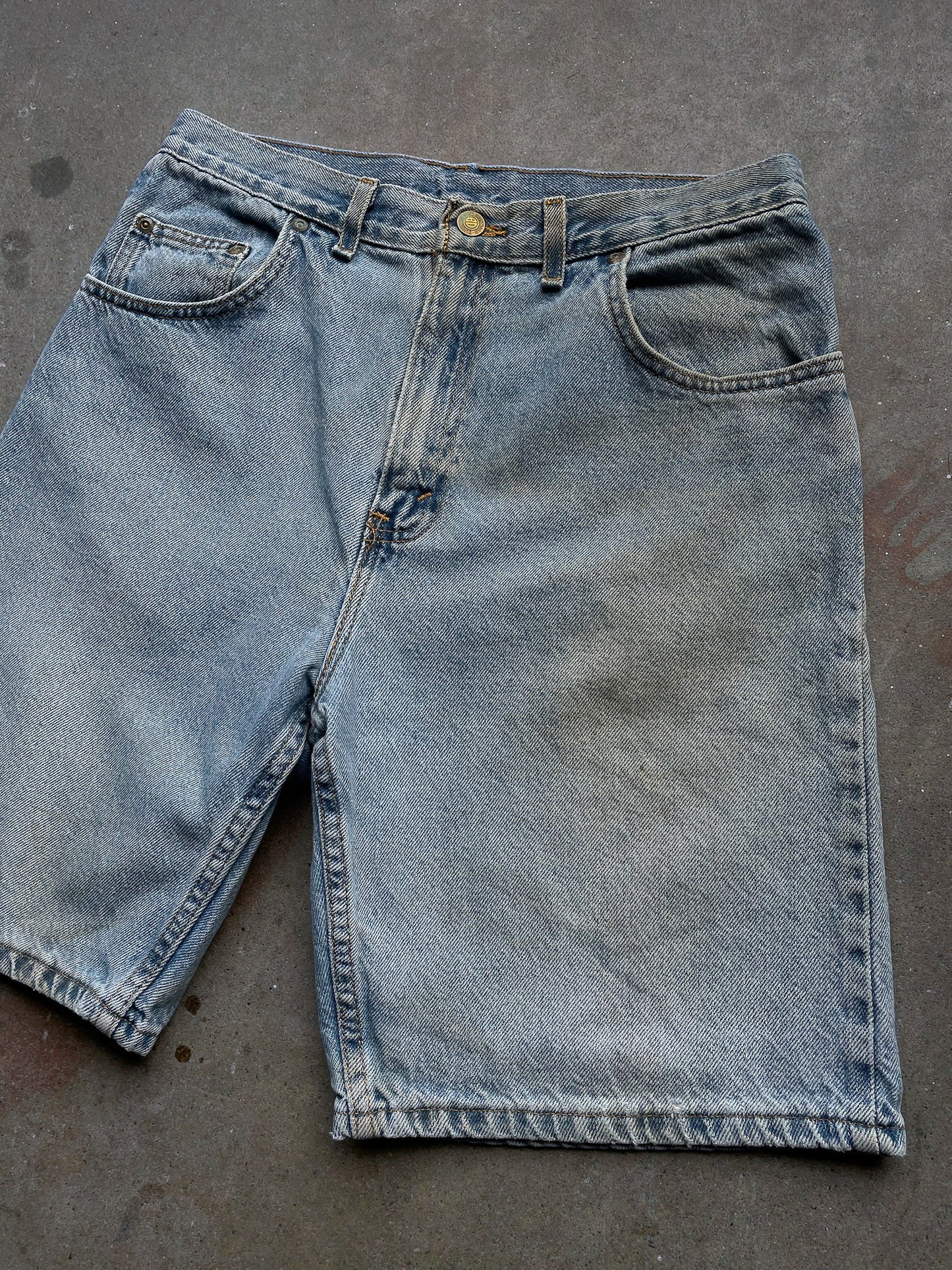 Baggy Mud Washed Denim Shorts—[30]