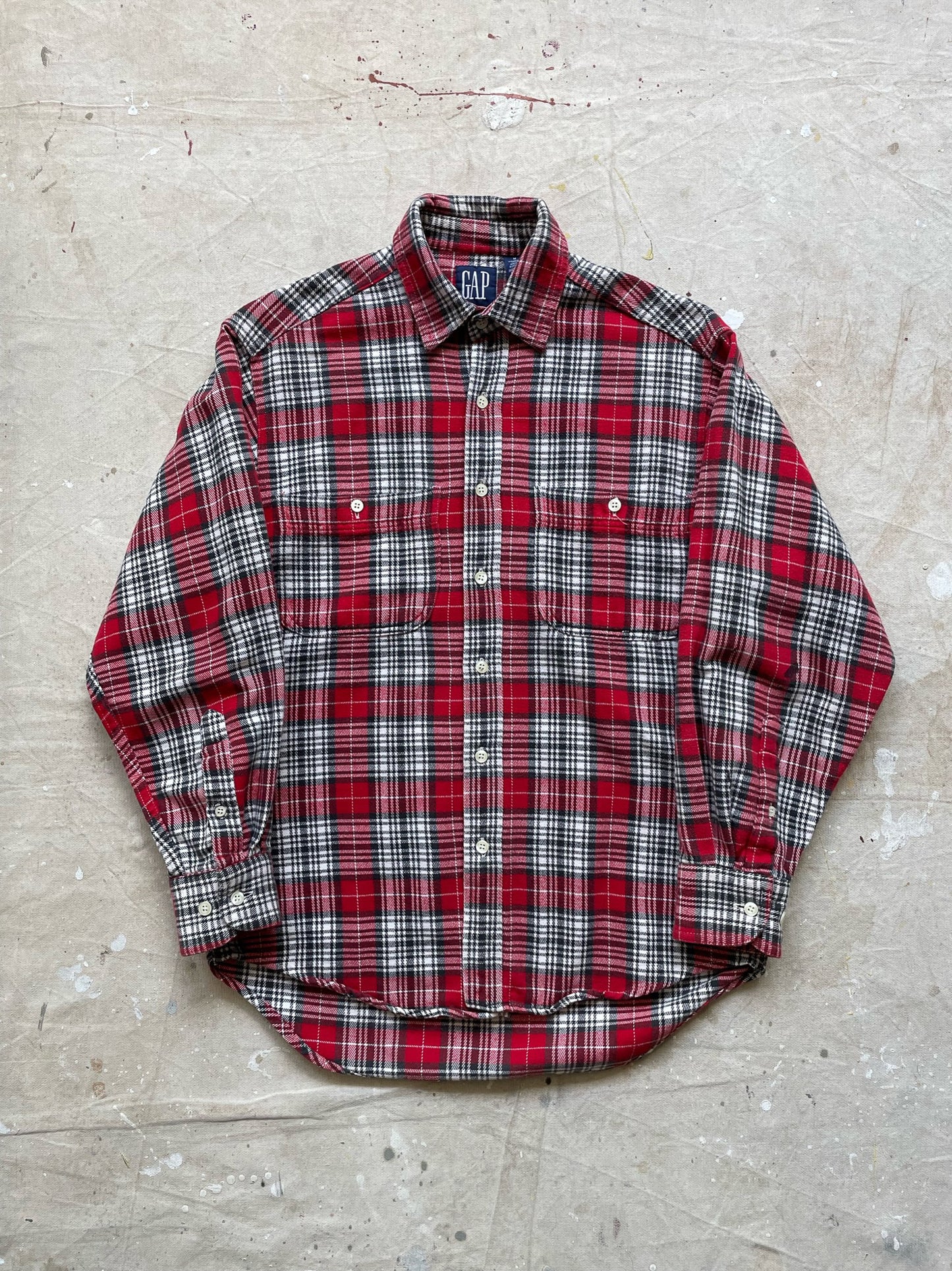 90's GAP Long Sleeve Plaid Shirt—[M]