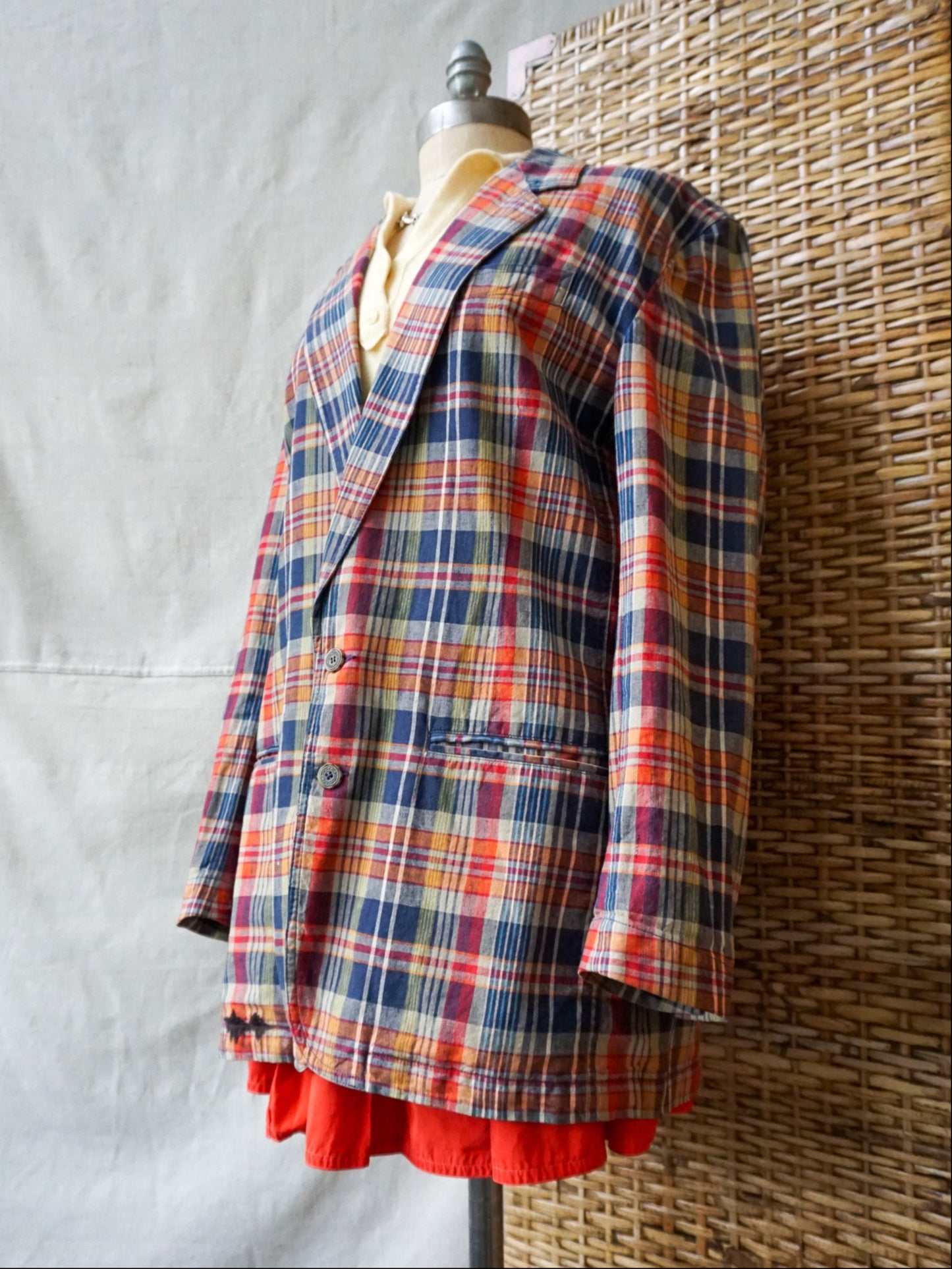 Madras Plaid Linen Blazer—[L]