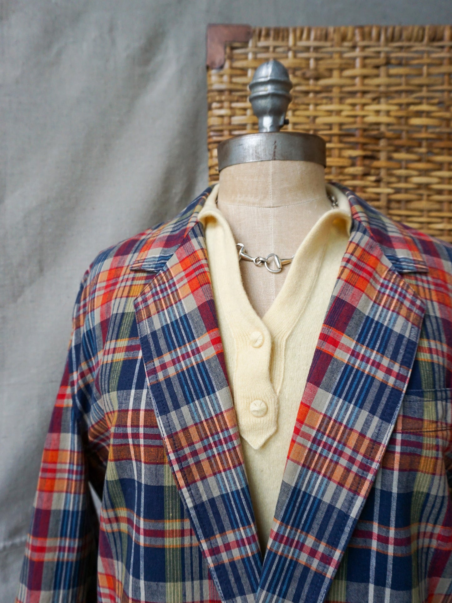 Madras Plaid Linen Blazer—[L]