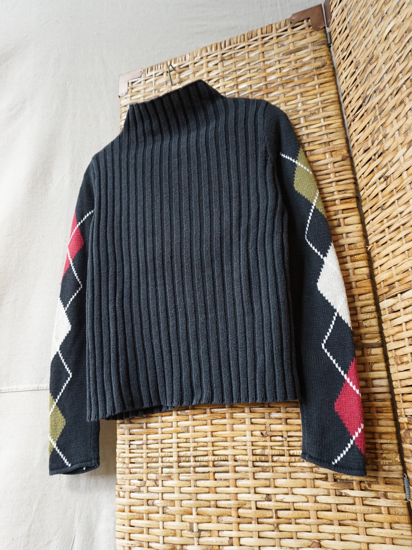 Rib Knit Argyle Mockneck—[S]