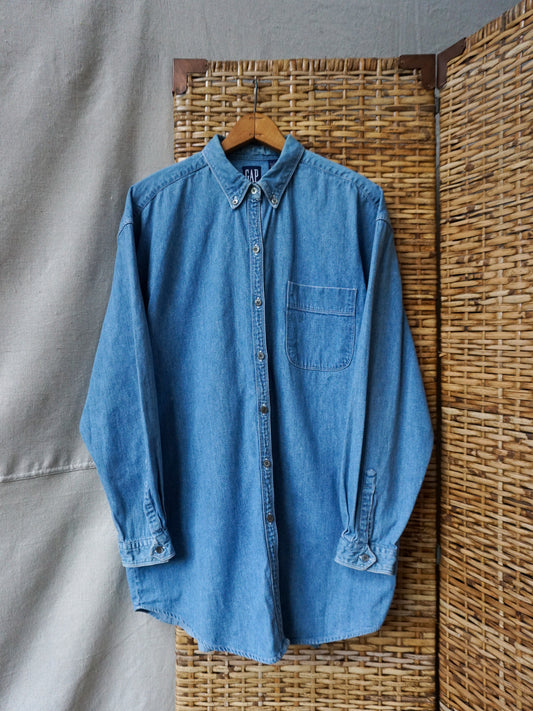 1990s Gap Chambray Button-Down Shirt—[XL]