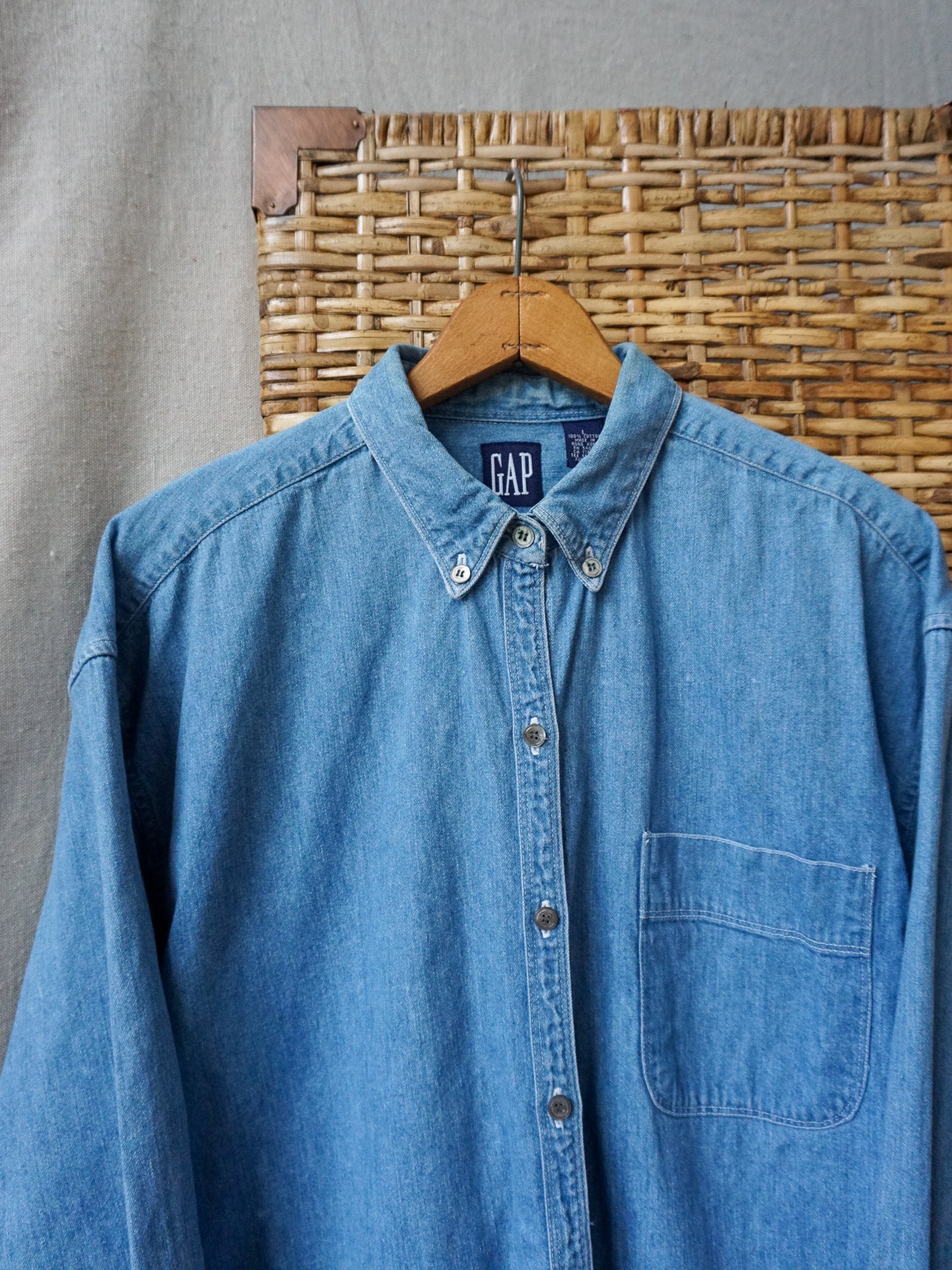 1990s Gap Chambray Button-Down Shirt—[XL]