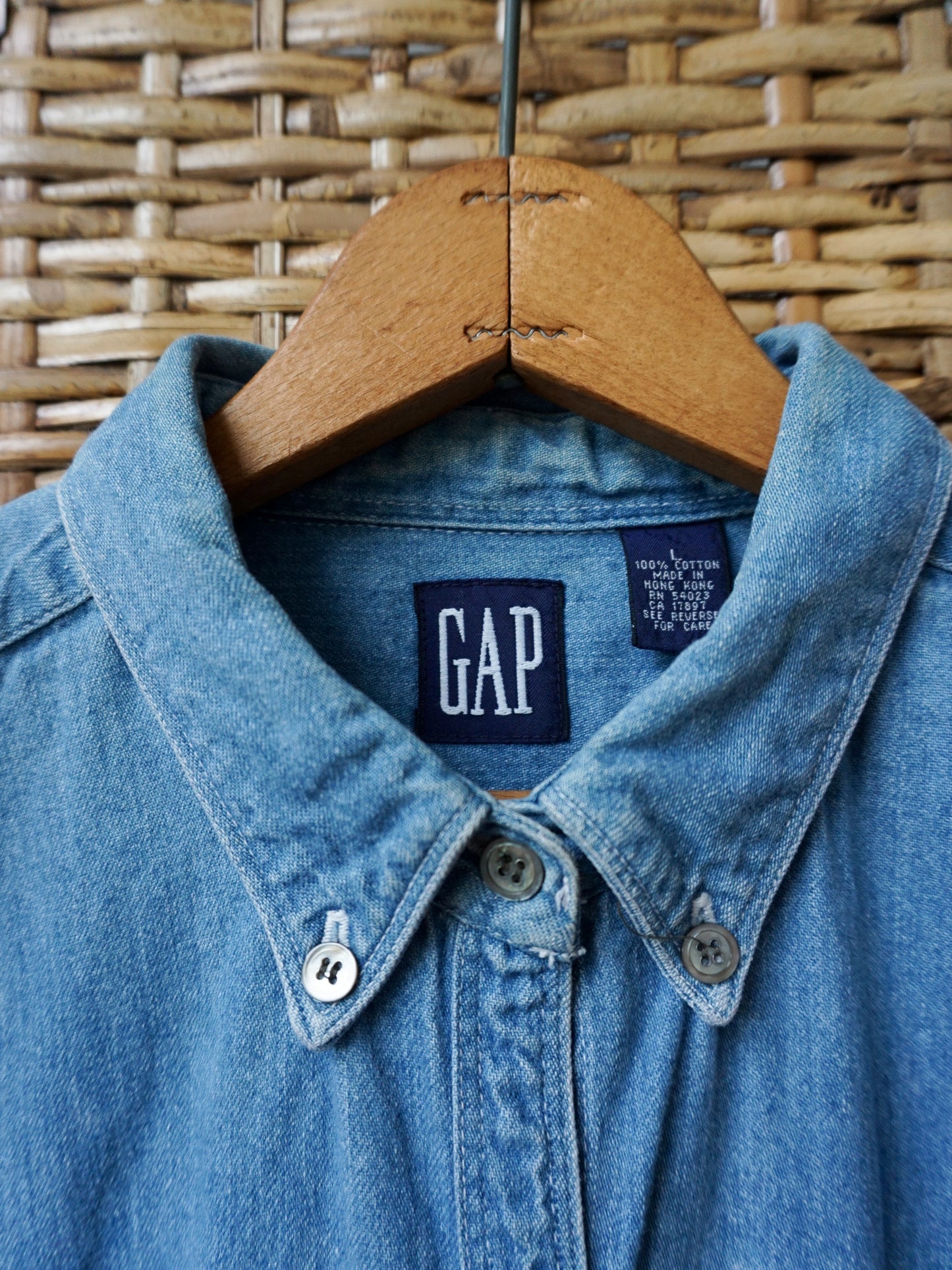 1990s Gap Chambray Button-Down Shirt—[XL]