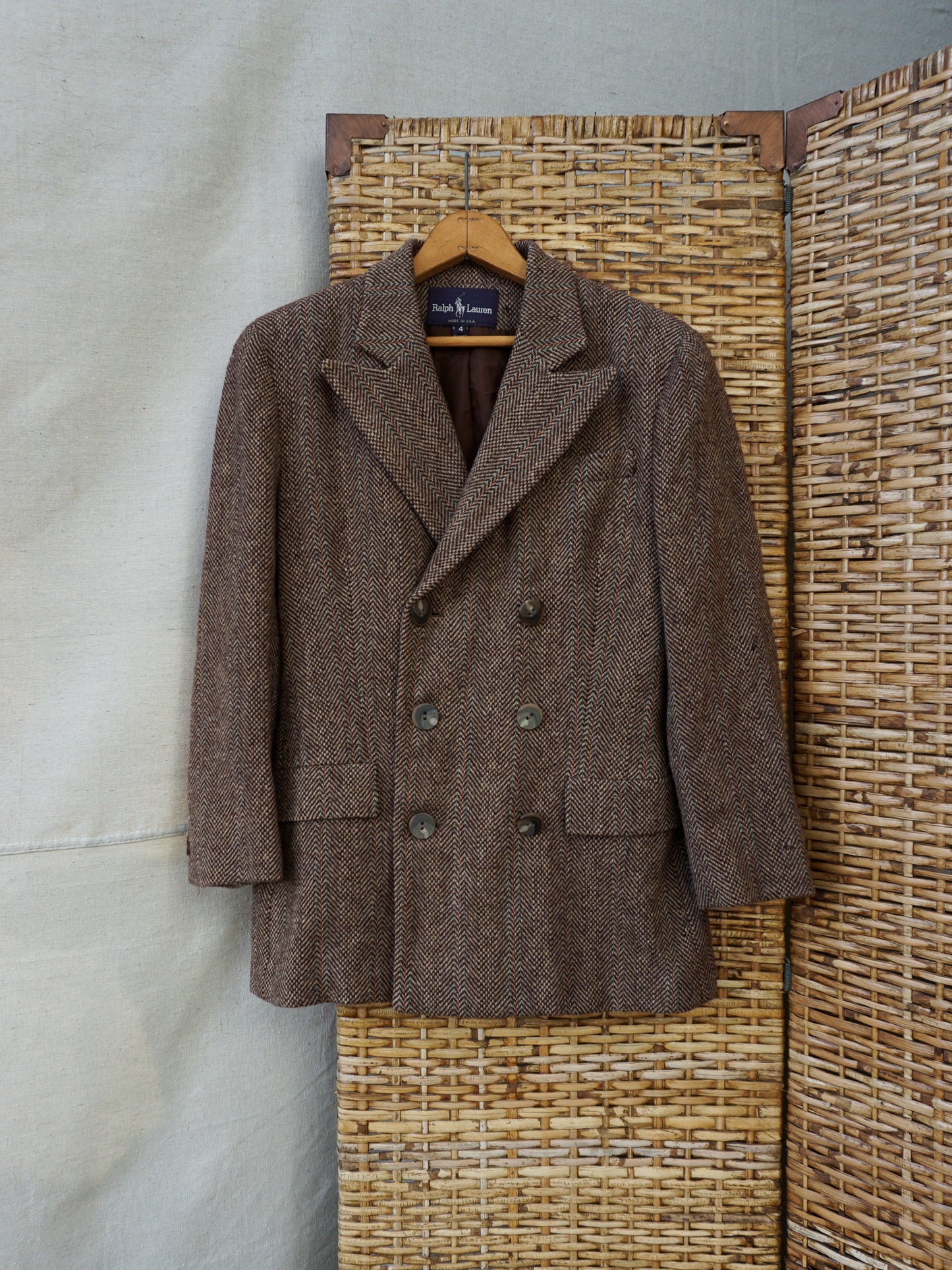 Ralph Lauren Purple Label Double Breasted Tweed Jacket—[M]