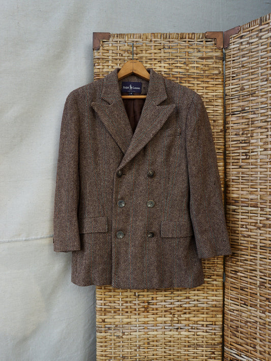 Ralph Lauren Purple Label Double Breasted Tweed Jacket—[M]