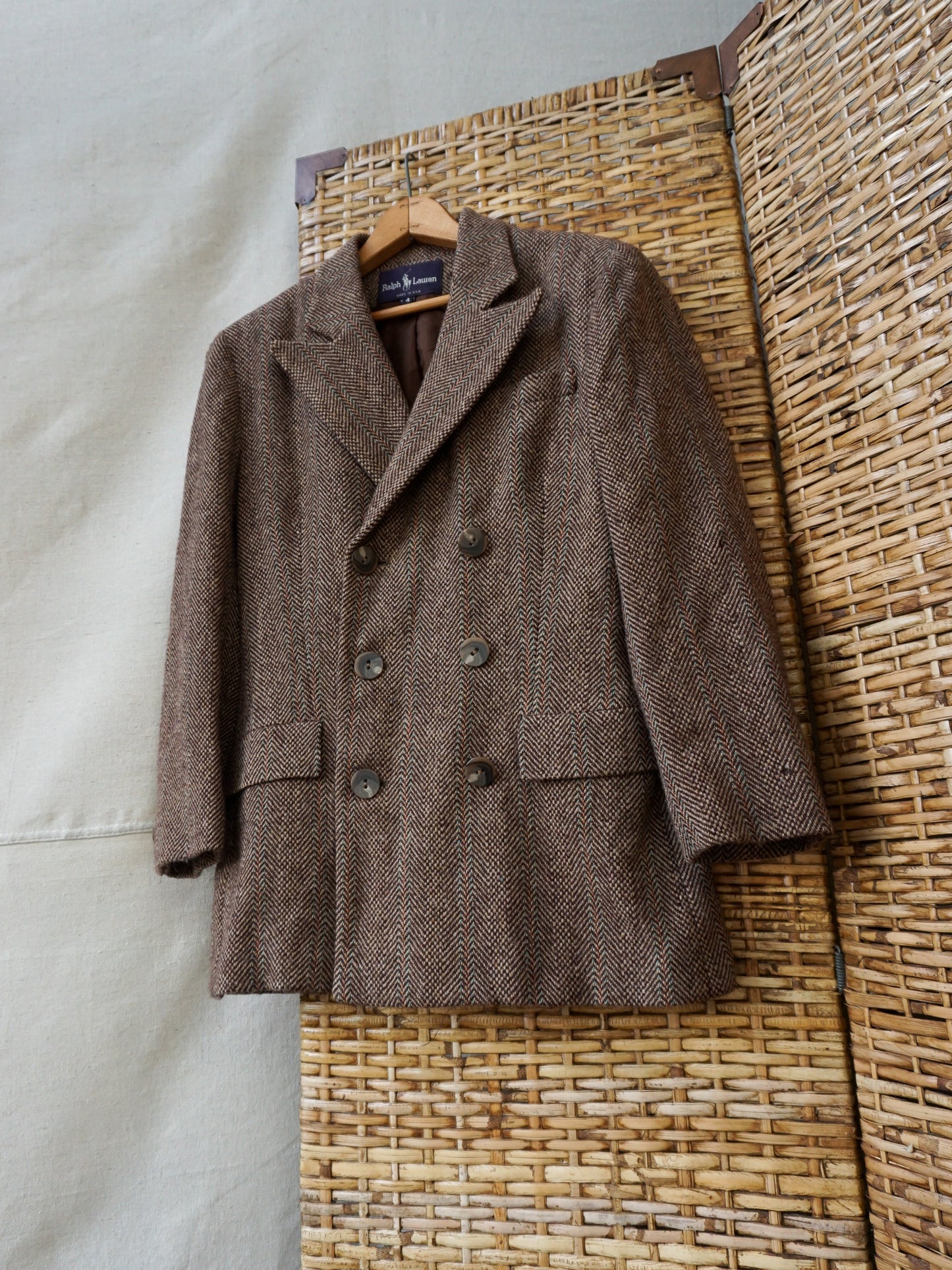 Ralph Lauren Purple Label Double Breasted Tweed Jacket—[M]