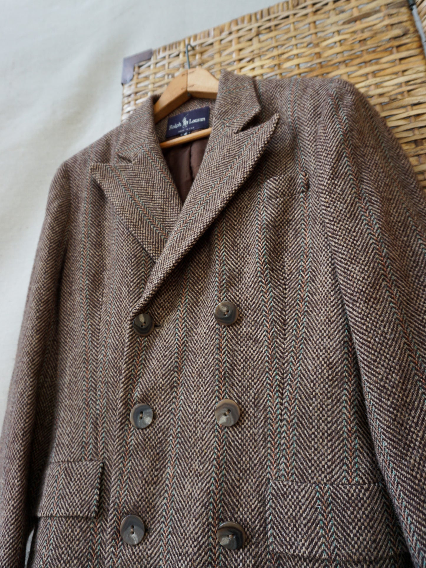 Ralph Lauren Purple Label Double Breasted Tweed Jacket—[M]