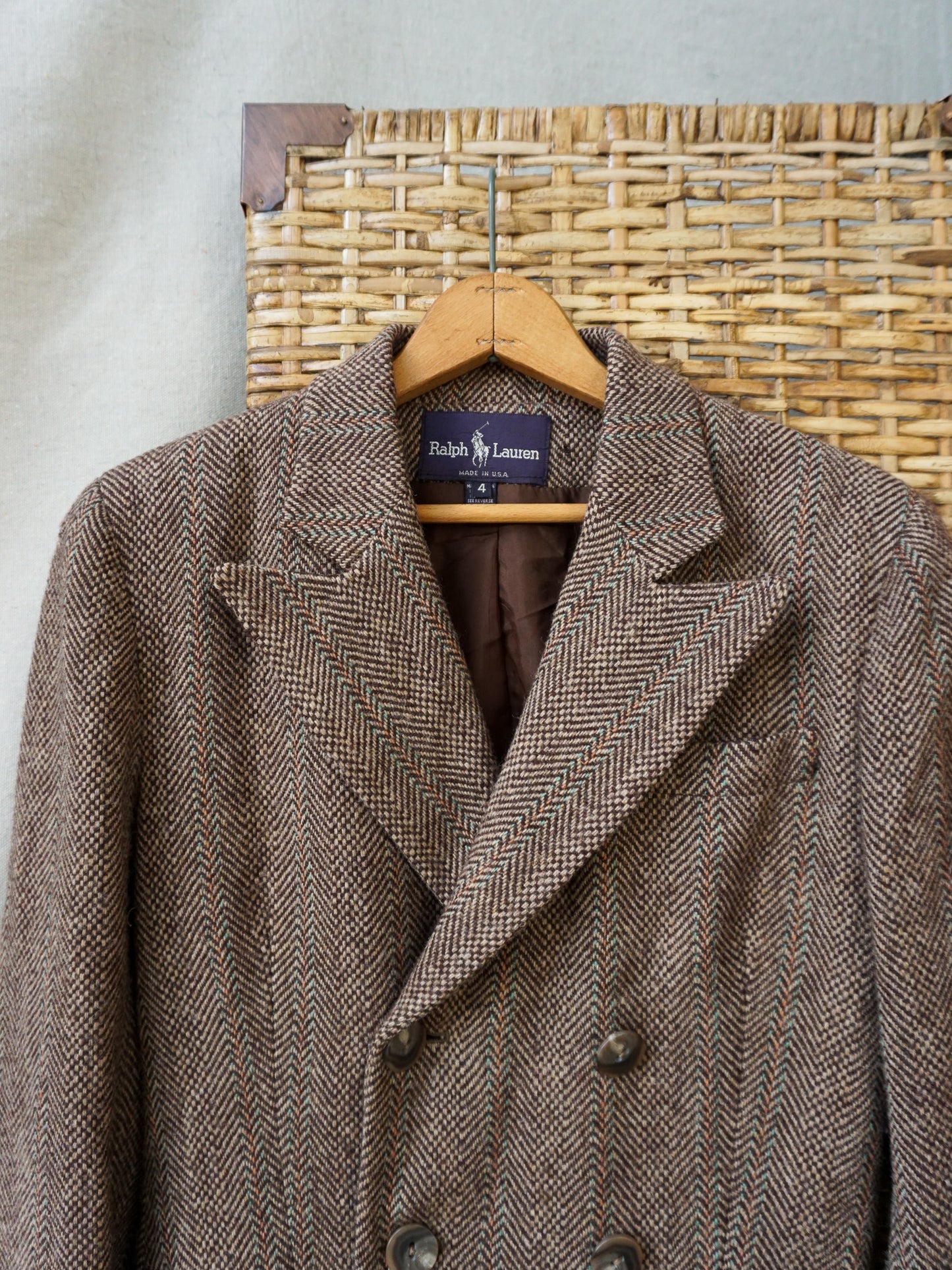 Ralph Lauren Purple Label Double Breasted Tweed Jacket—[M]