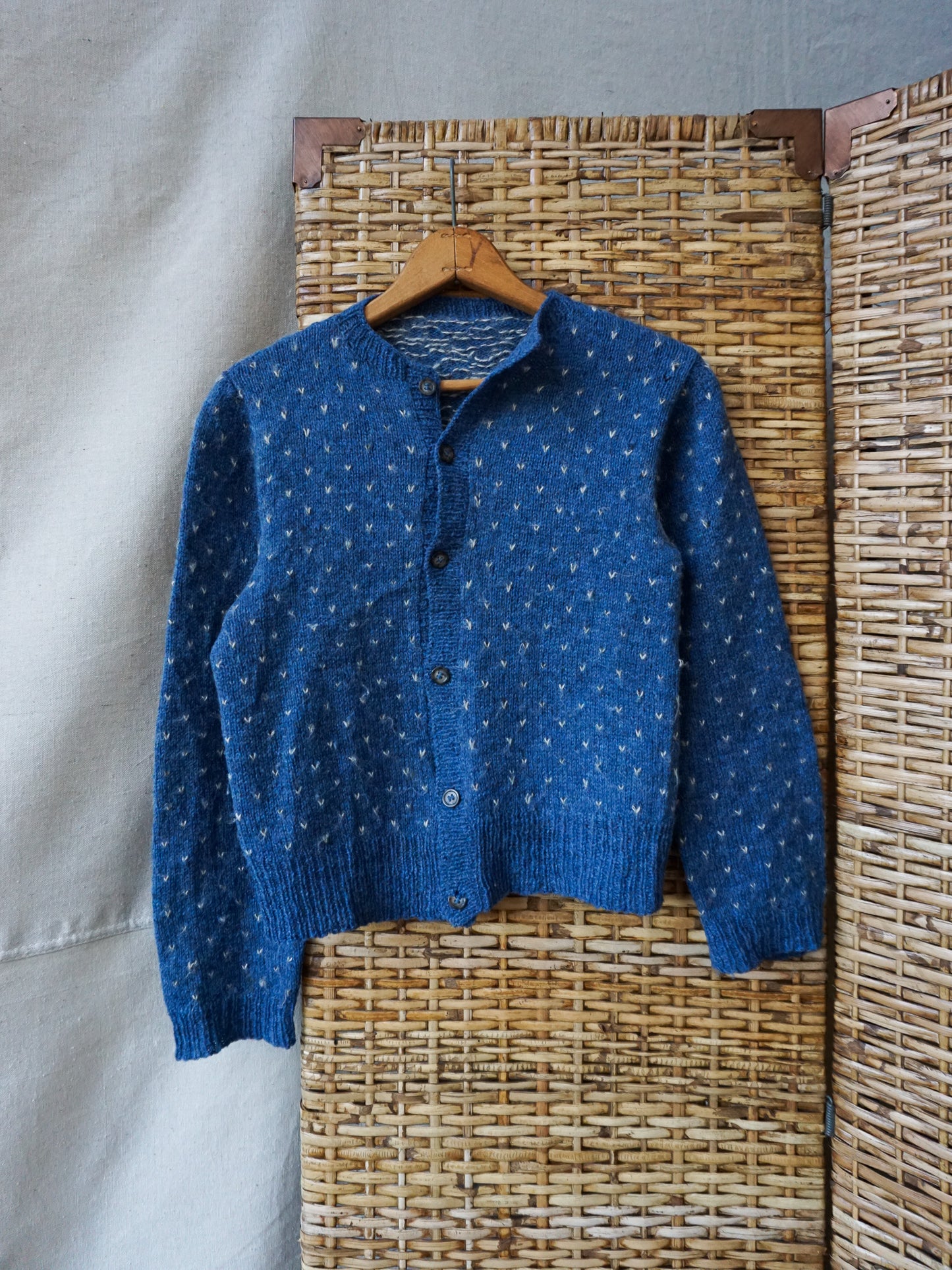 Hand Knit Birdseye Wool Cardigan—[S]