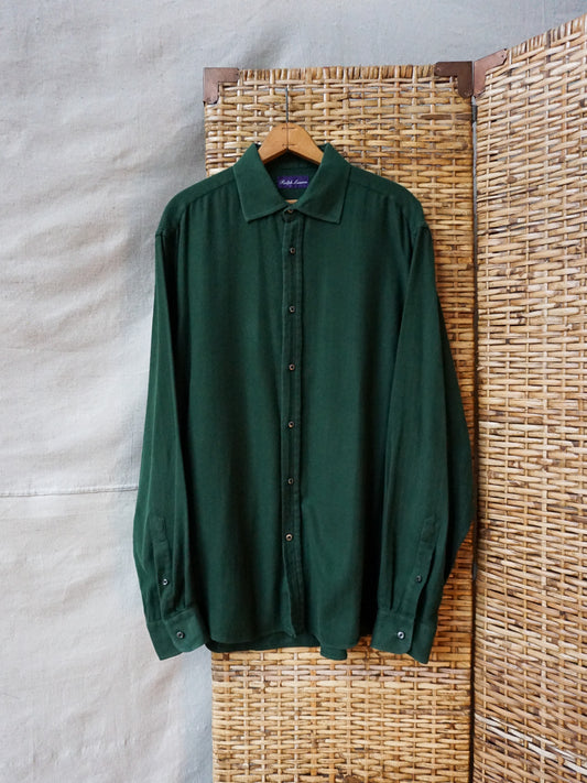 Ralph Lauren Purple Label Herringbone Flannel Shirt—[XL]