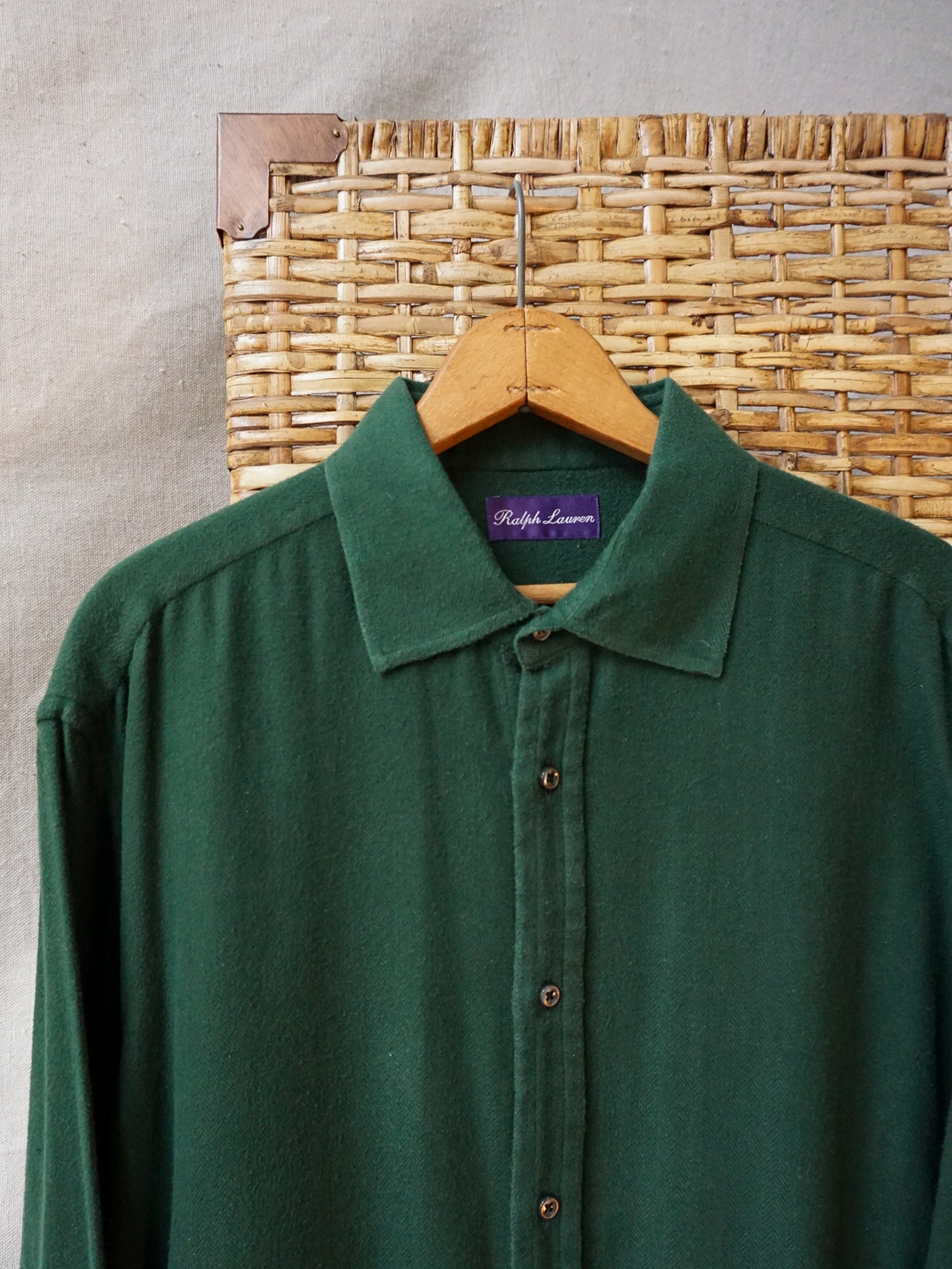 Ralph Lauren Purple Label Herringbone Flannel Shirt—[XL]