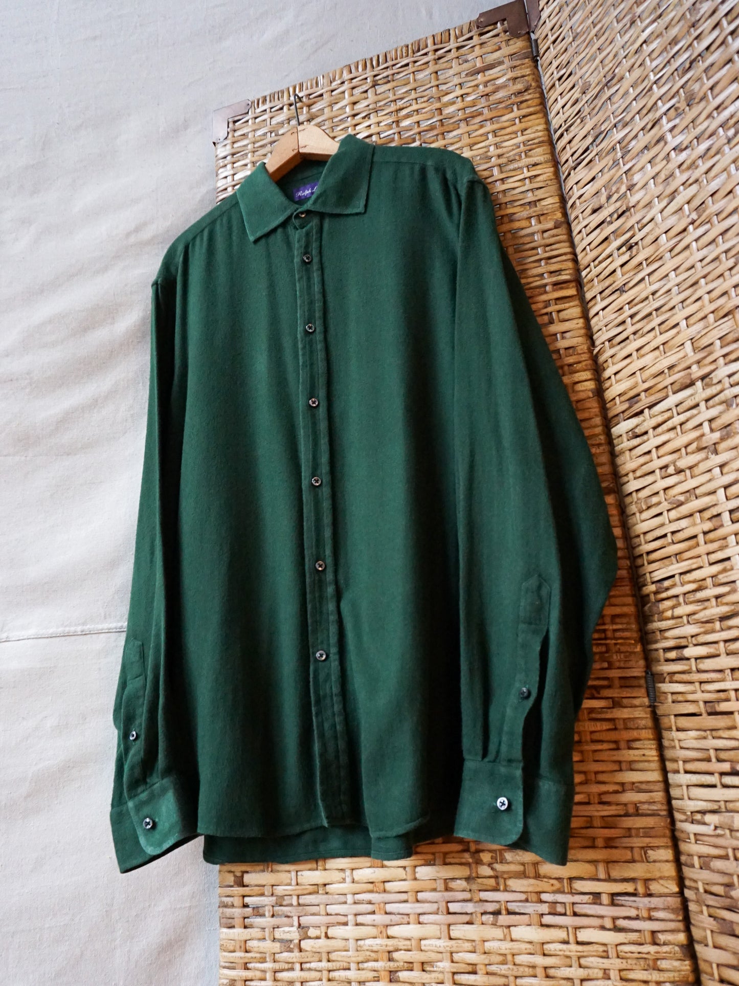 Ralph Lauren Purple Label Herringbone Flannel Shirt—[XL]