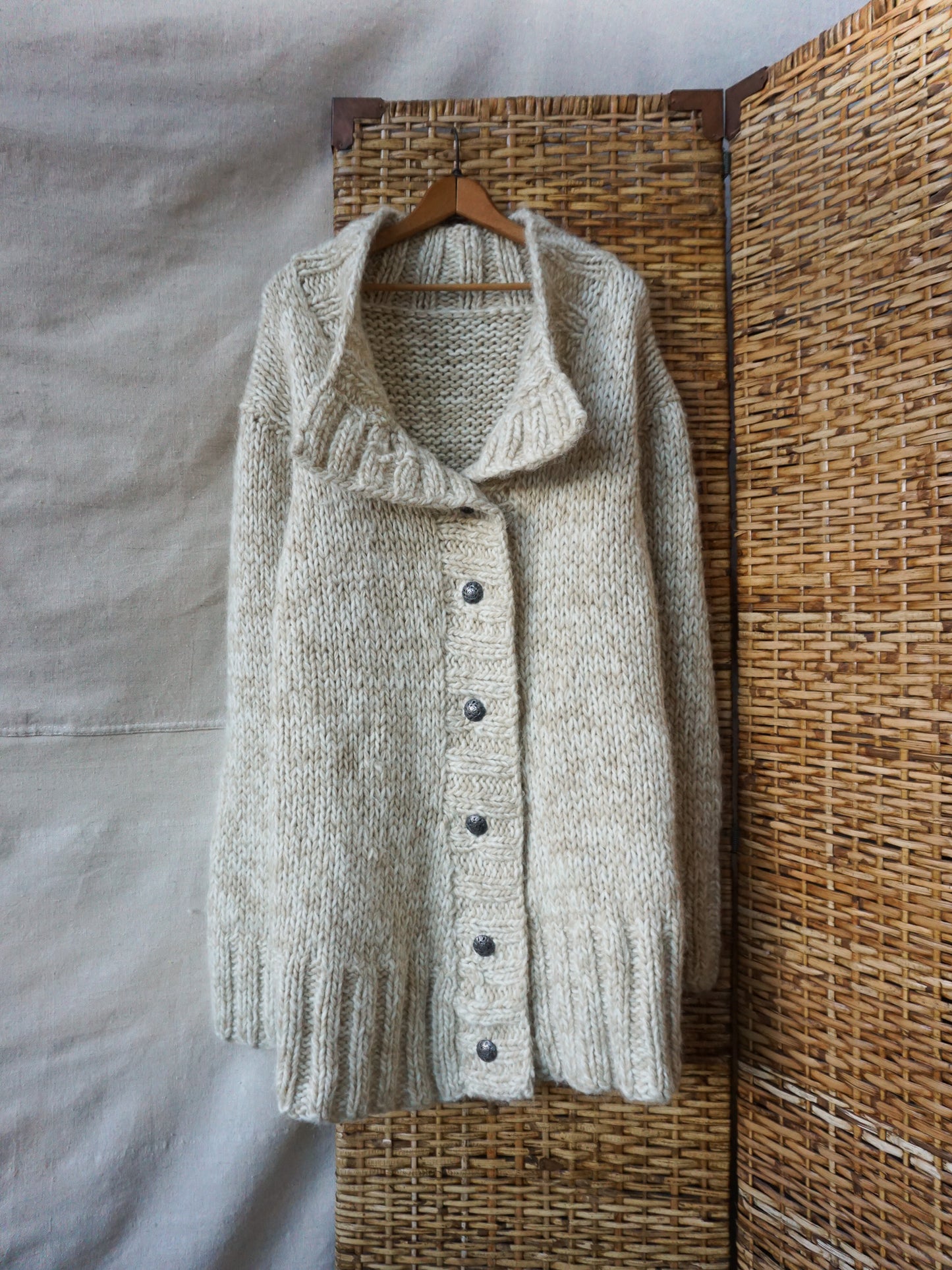 Hand Knit Chunky Wool Cardigan—[M/L]