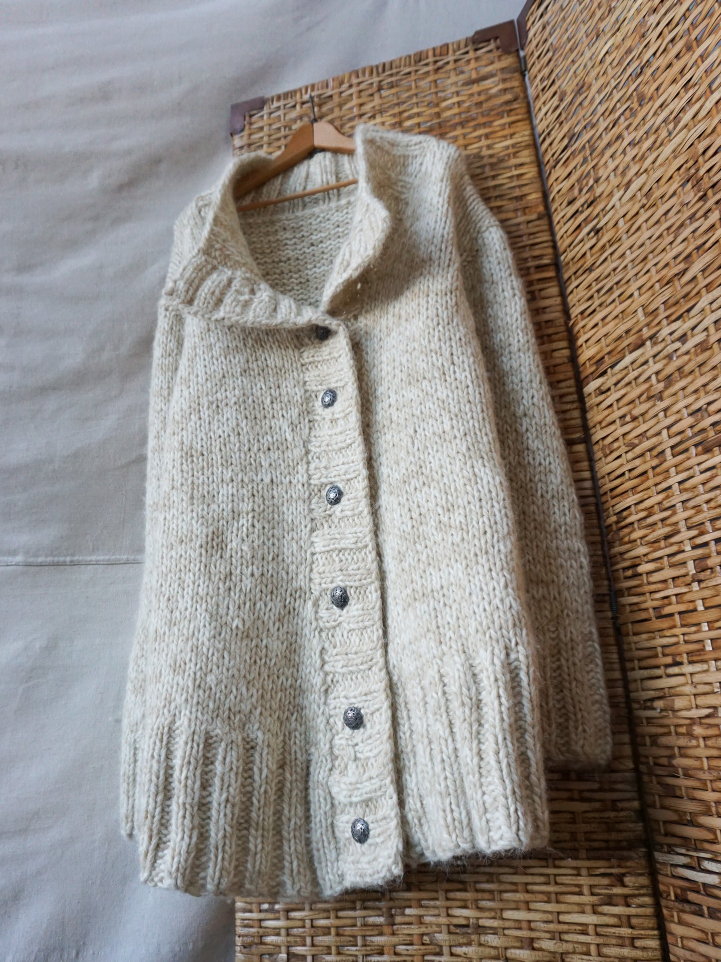 Hand Knit Chunky Wool Cardigan—[M/L]