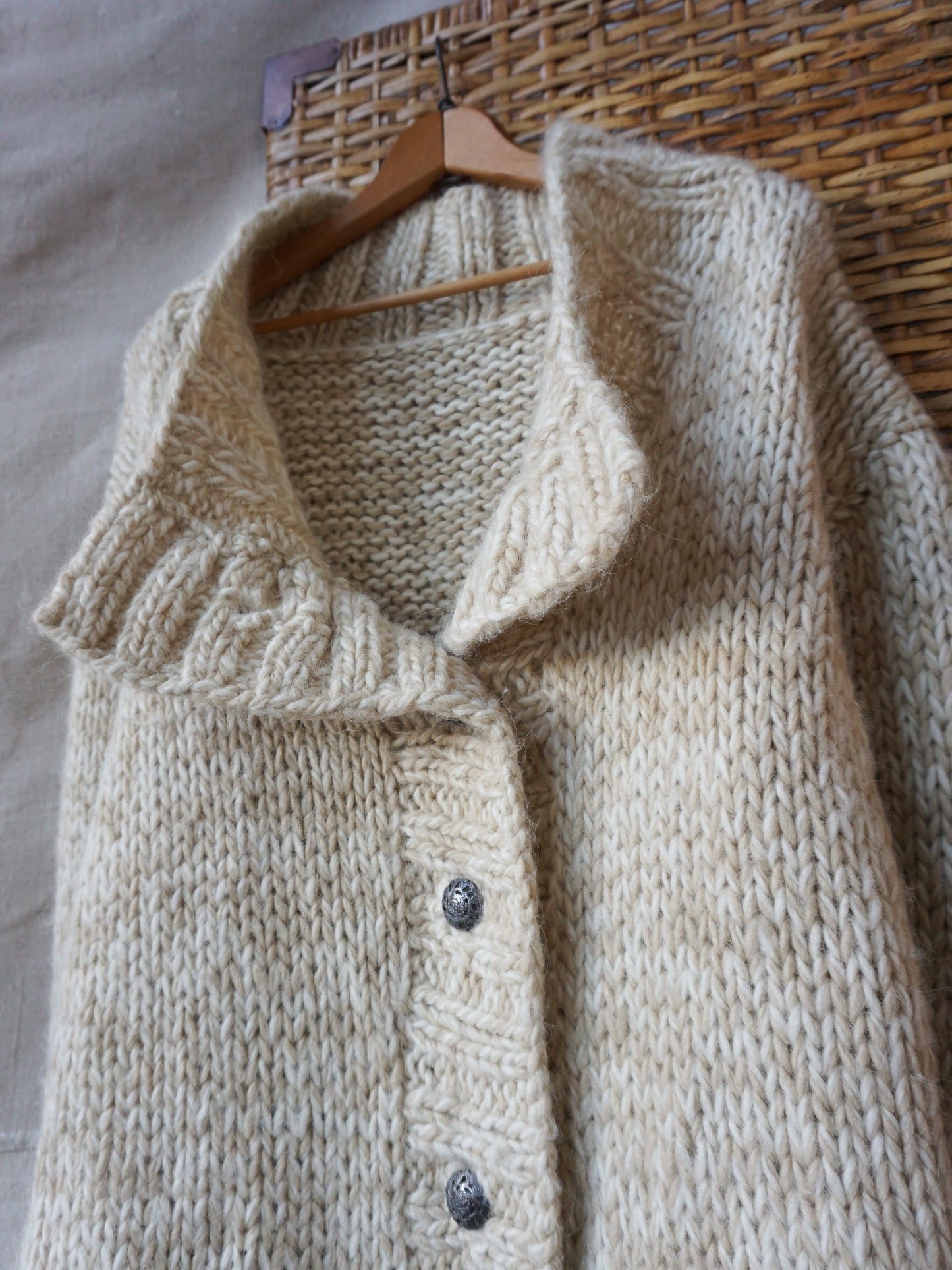 Hand Knit Chunky Wool Cardigan—[M/L]