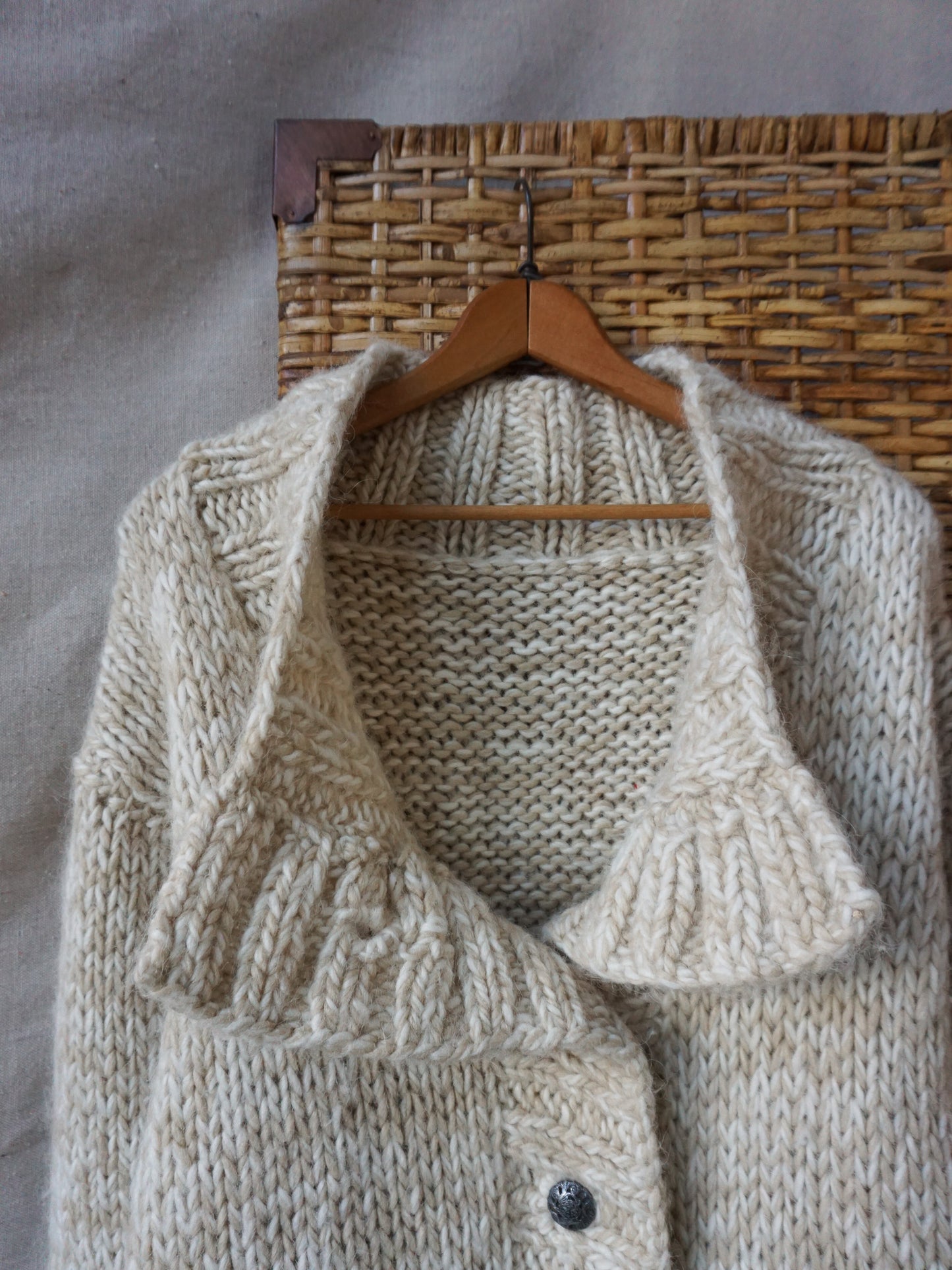 Hand Knit Chunky Wool Cardigan—[M/L]